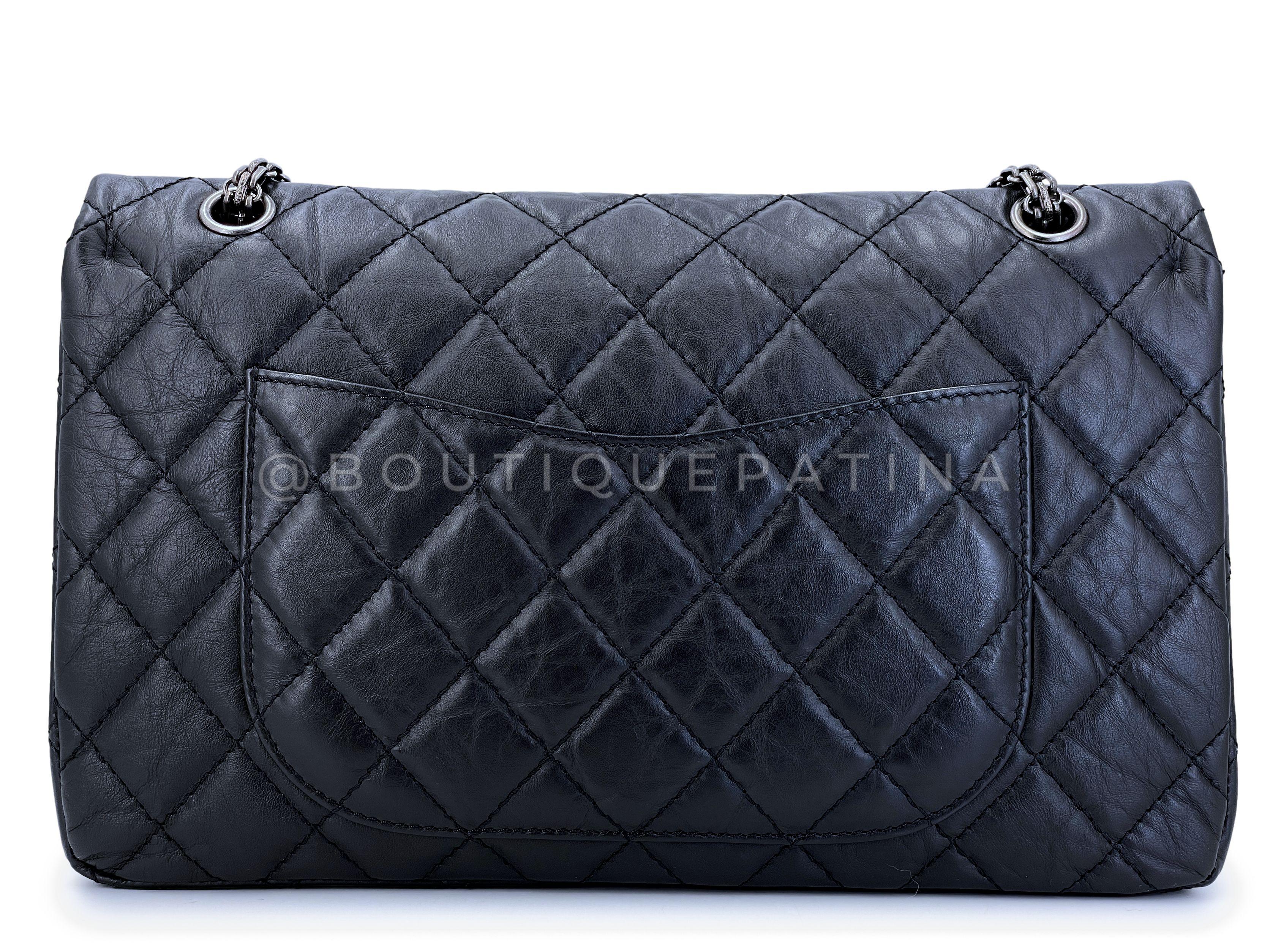 Women's Pristine Chanel Black Aged Calfskin Reissue Large 227 2.55 Flap Bag RHW  66176 For Sale