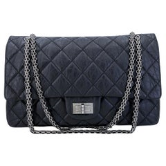 Used Pristine Chanel Black Aged Calfskin Reissue Large 227 2.55 Flap Bag RHW  66176