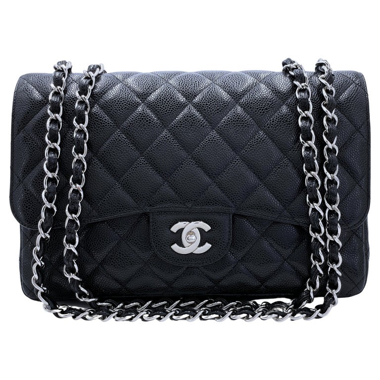Pristine Chanel Vintage 2009 Black Caviar Jumbo Flap Bag Single SHW 66768  For Sale at 1stDibs