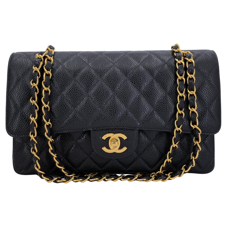 Pristine Chanel Vintage Black Caviar Medium Classic Double Flap Bag 24k  64712
