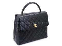 Pristine Chanel Vintage Caviar Kelly Bag Black 1999 24k GHW 68107