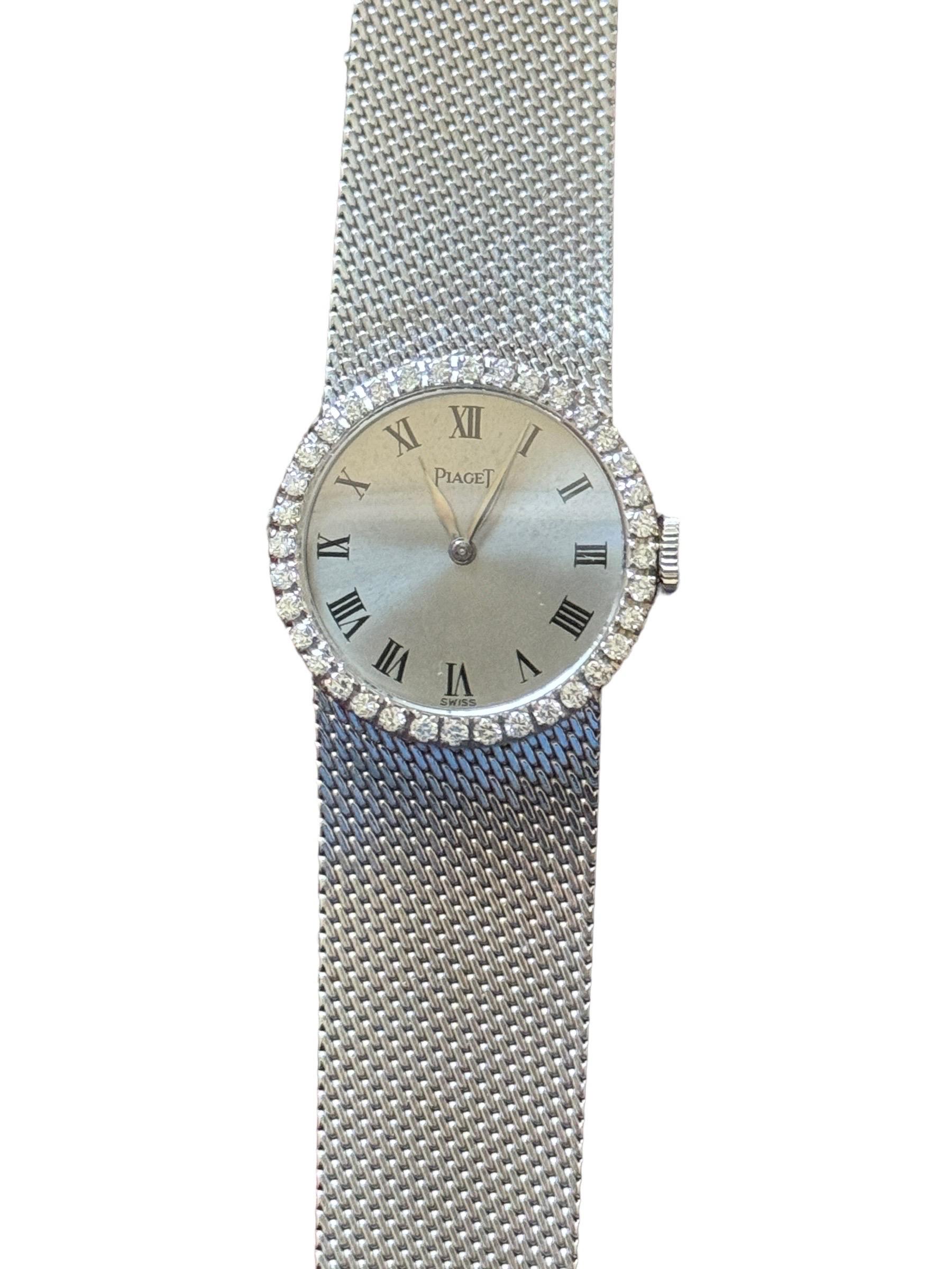 Pristine Condition Piaget Silver Dial Ladies Watch 18K Solid White Gold In Excellent Condition In Media, PA