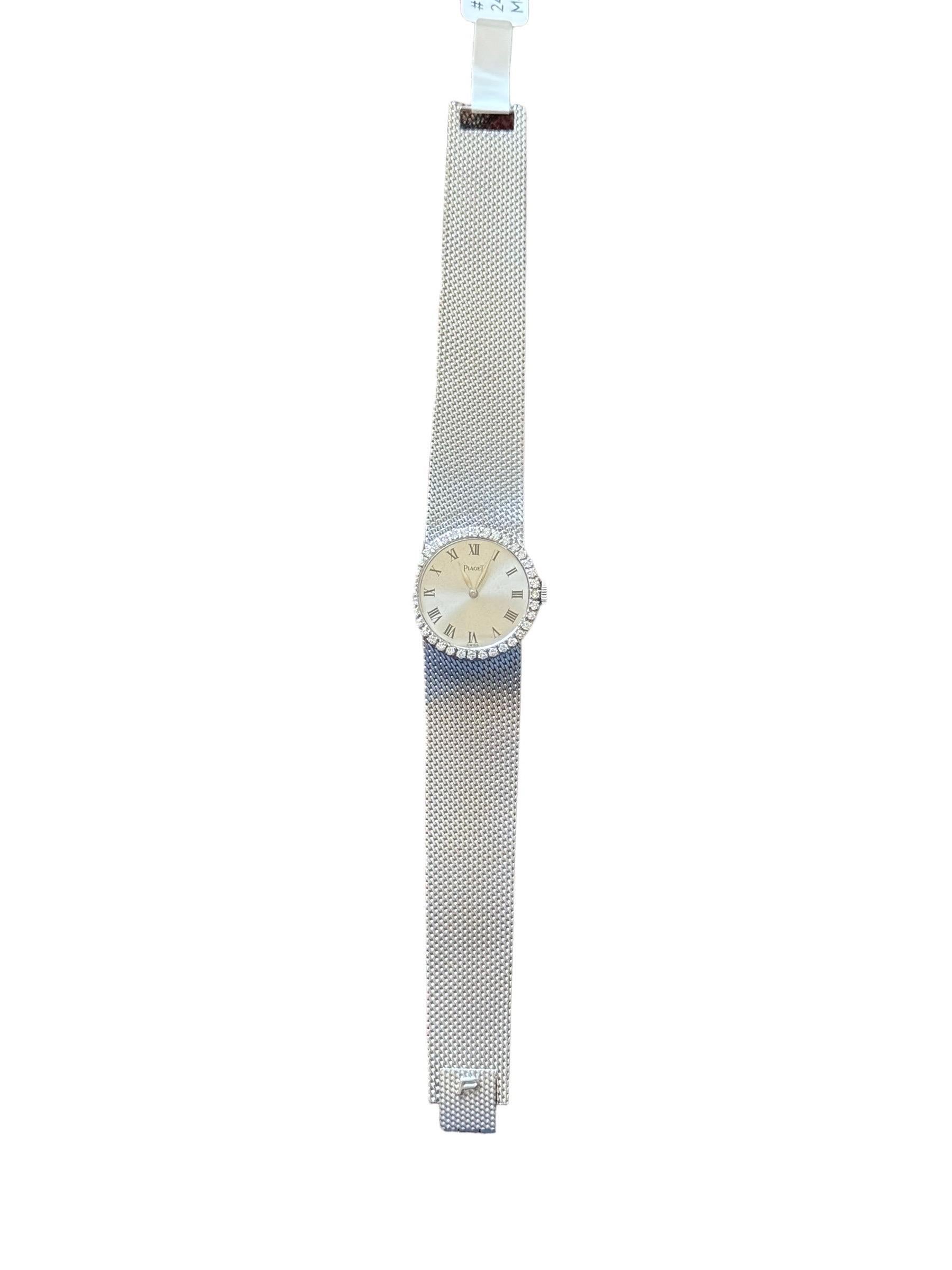 Women's Pristine Condition Piaget Silver Dial Ladies Watch 18K Solid White Gold