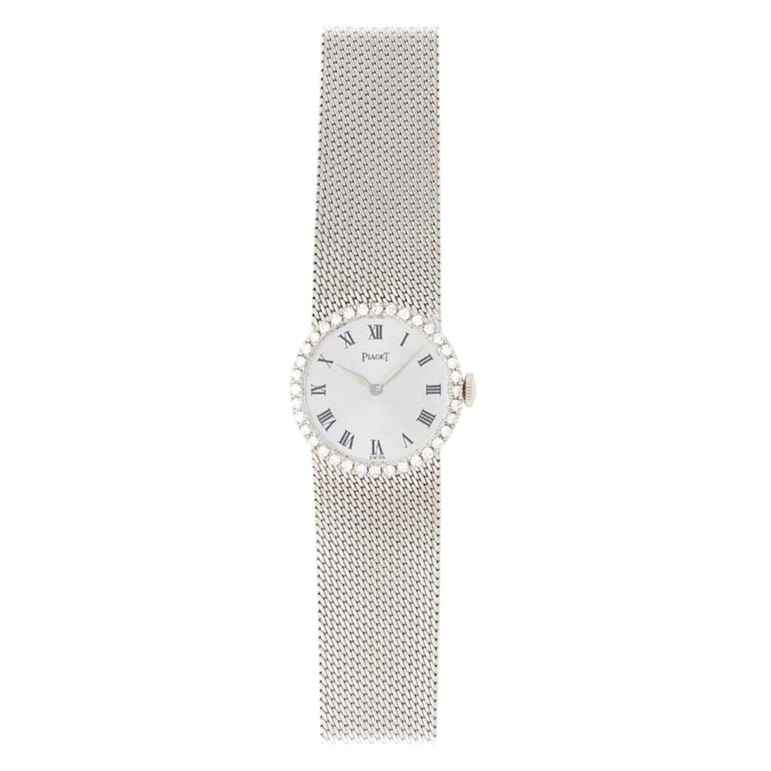 Tadelloser Zustand Piaget Silber Zifferblatt Damenuhr 18K Solid White Gold