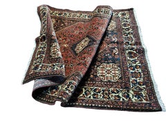 Pristine Early 1900's Persian Abadeh - Tribal Style Rug - Dark Rust, Deep Navy