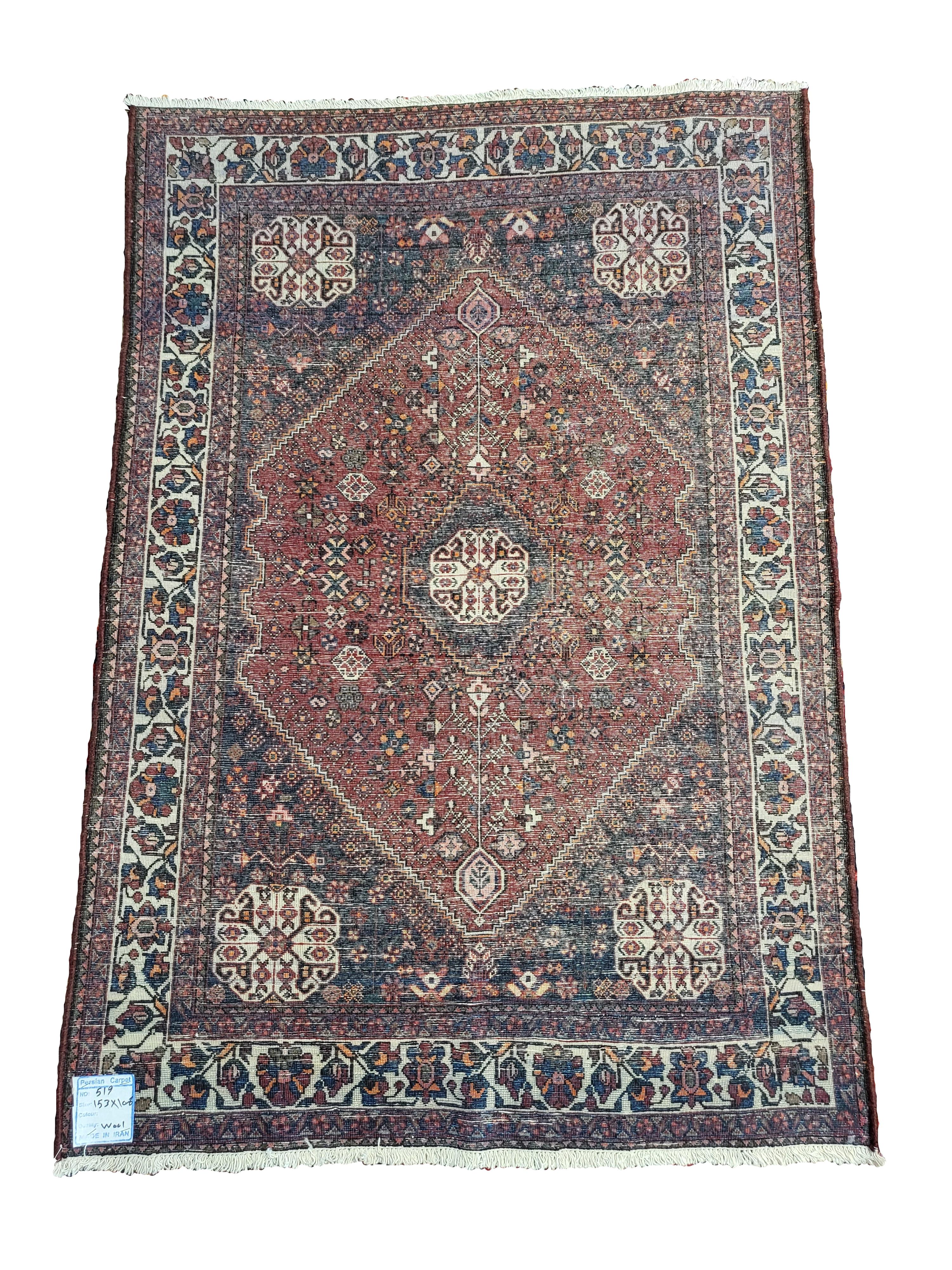 Hand-Knotted Pristine Early 1900's Persian Abadeh - Tribal Style Rug - Dark Rust, Deep Navy For Sale