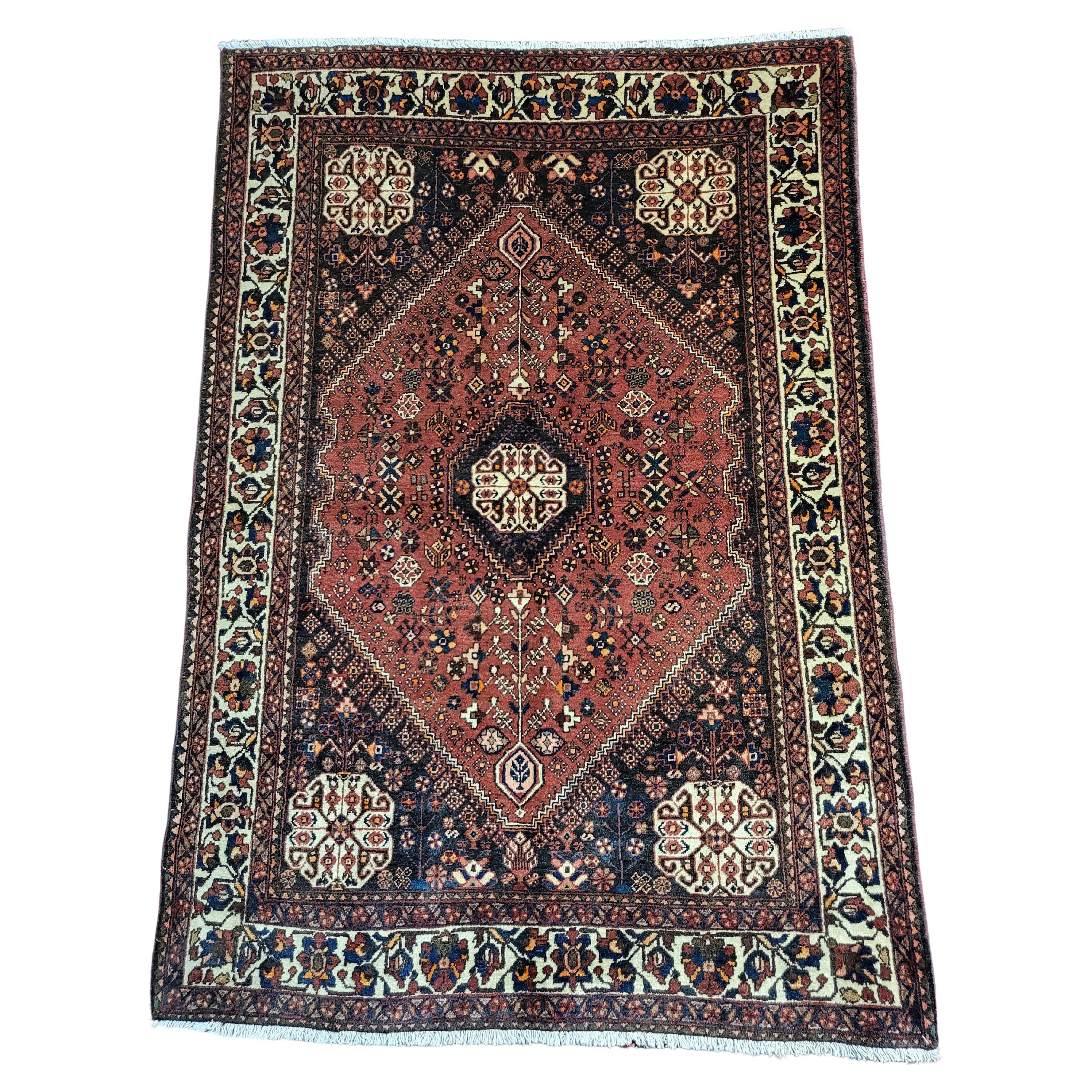 Pristine Early 1900's Persian Abadeh - Tribal Style Rug - Dark Rust, Deep Navy For Sale