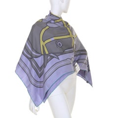 Hermes Pristine 55in. x 55in. Equine Themed Silk Shawl  'Quadridge' - Very Rare