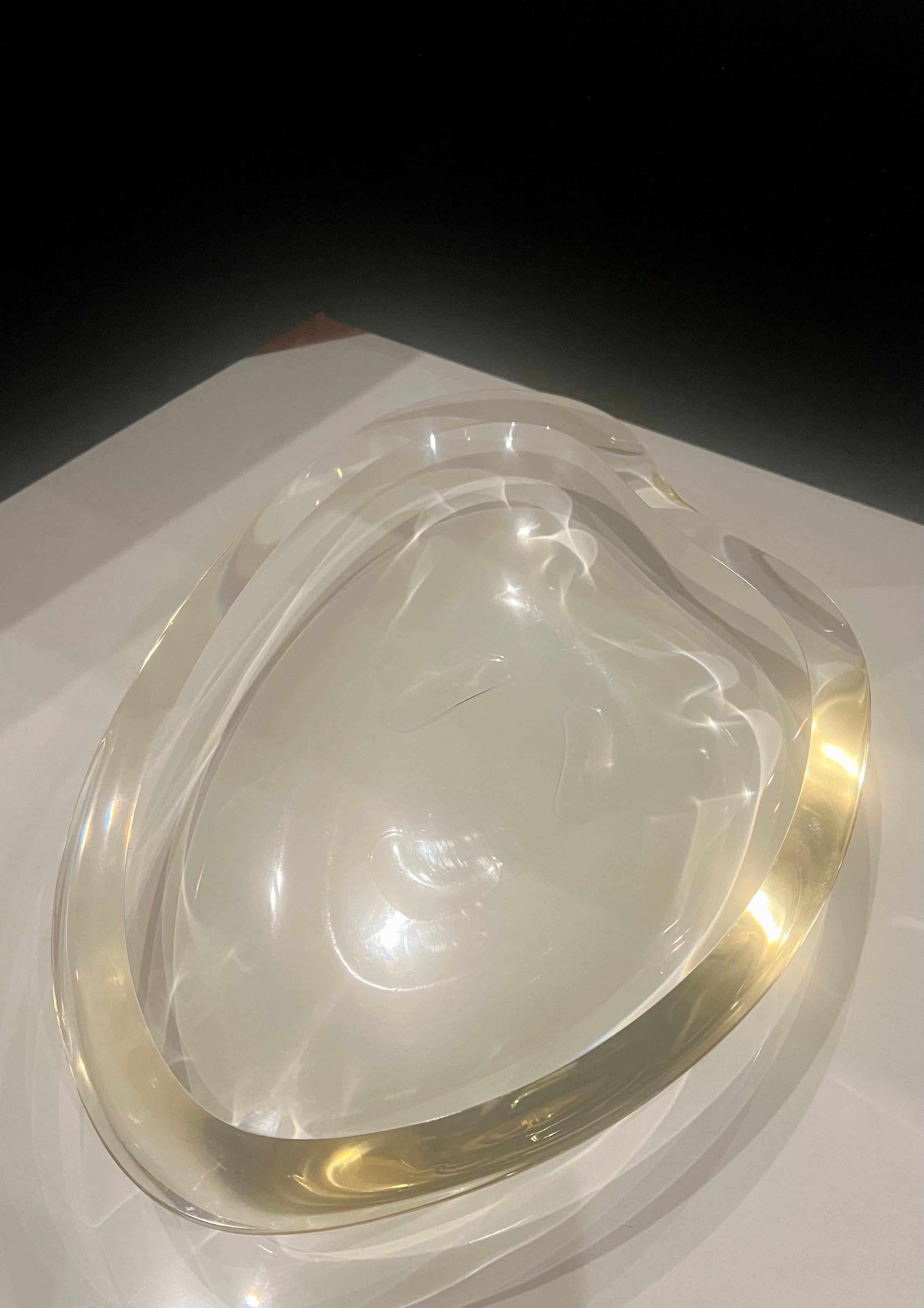 Space Age Pristine Mid-Century Large Biomorphic Lucite Bowl Attributed To Ritts For Sale