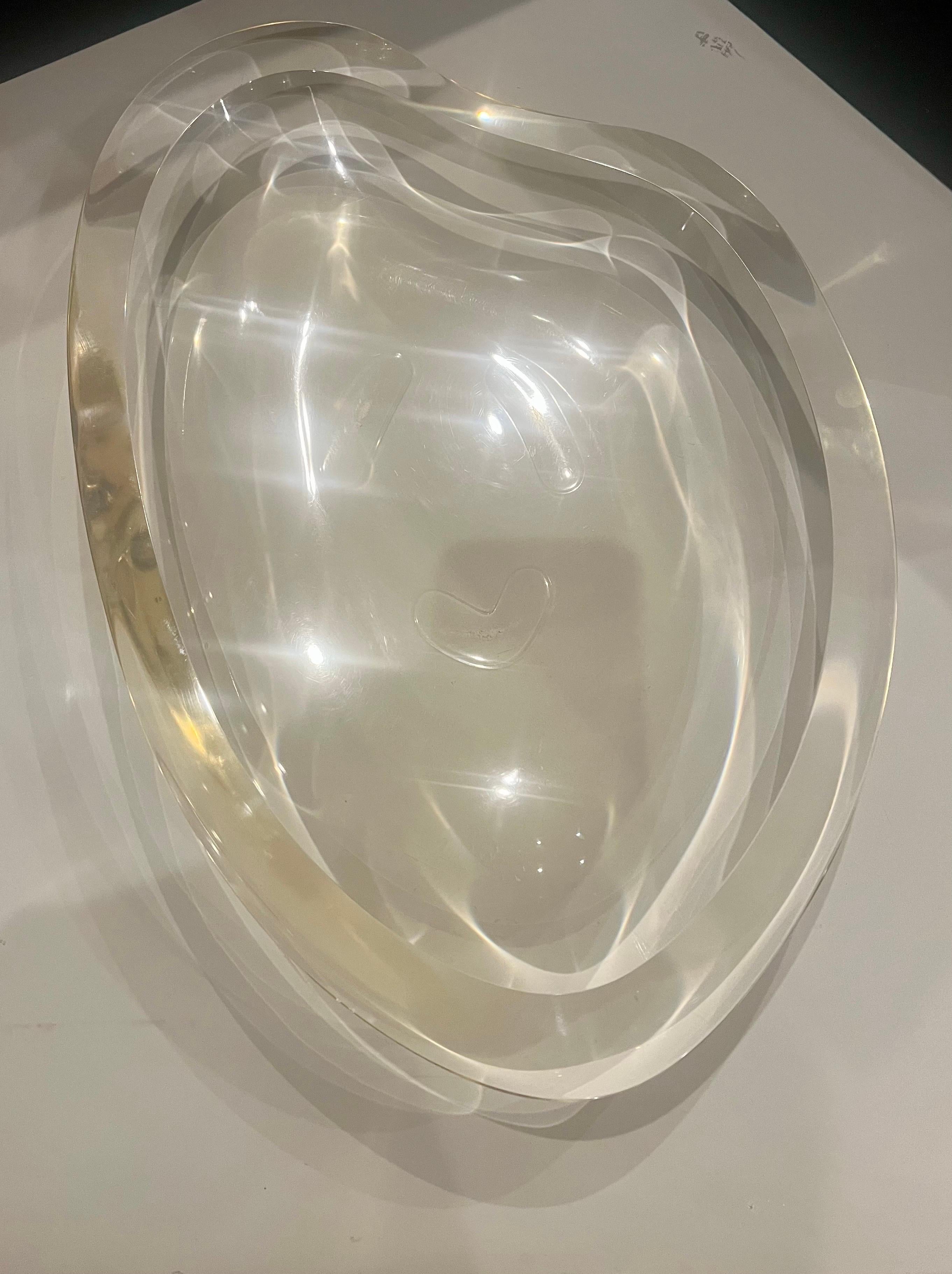 20th Century Pristine Mid-Century Large Biomorphic Lucite Bowl Attributed To Ritts For Sale