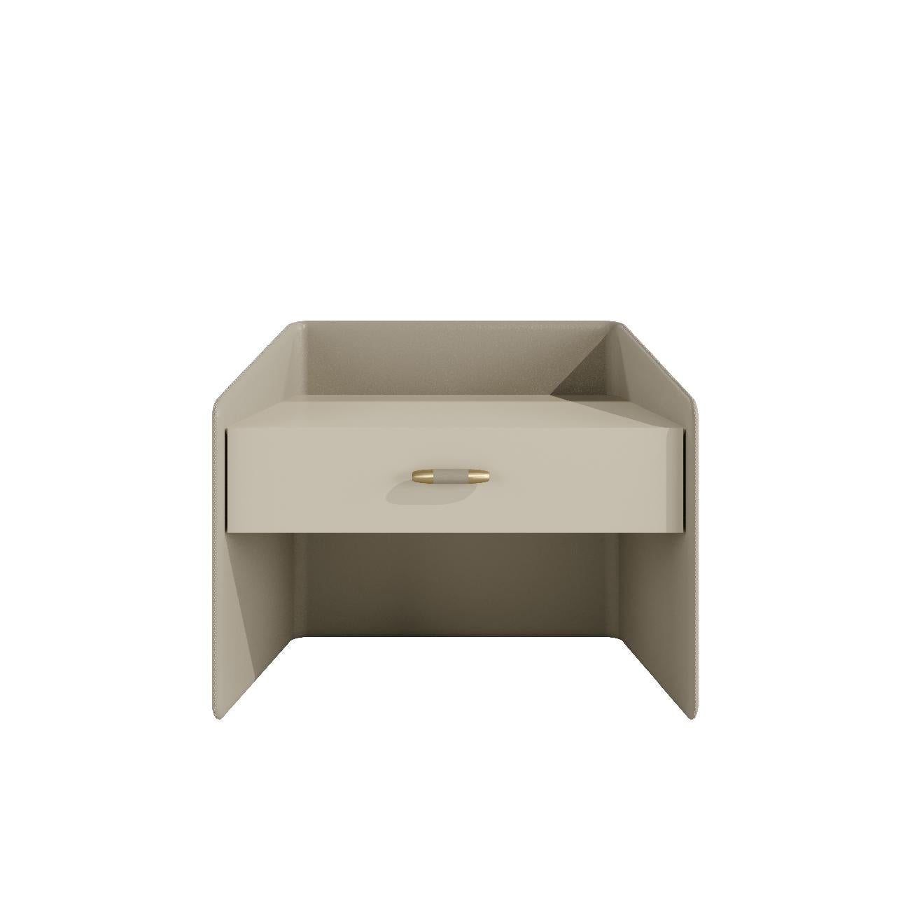 Portuguese PRISTINE Modern Night Stand, upholstery with leather For Sale