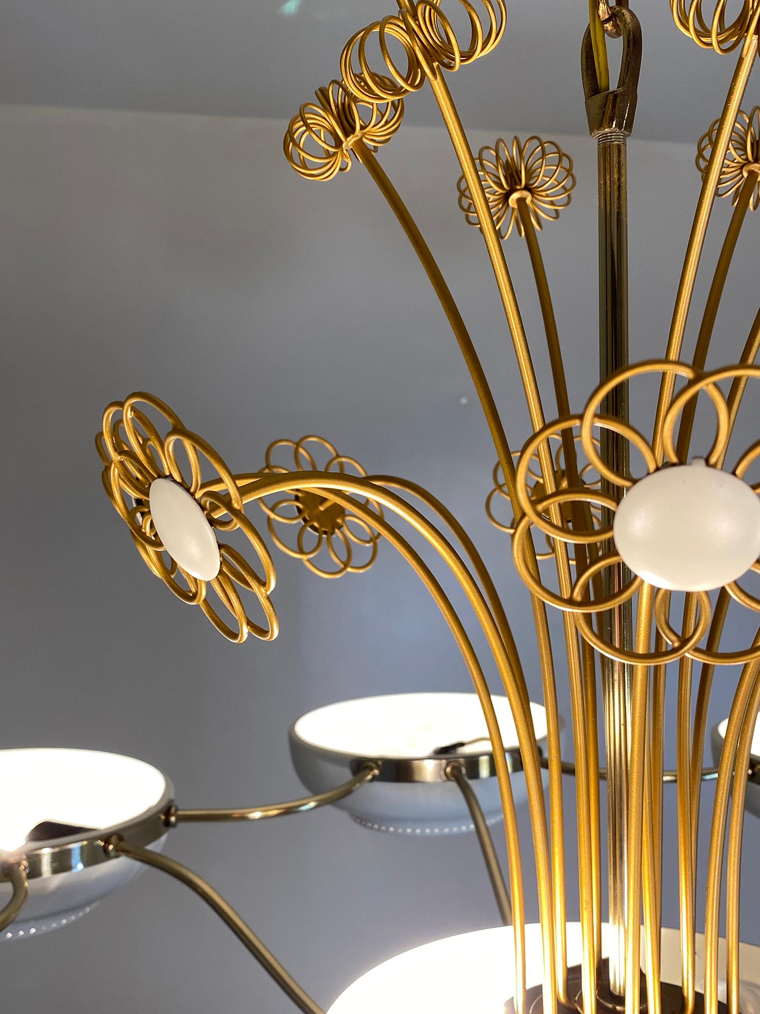 Mid-20th Century Pristine Paavo Tynell Style Chandelier by Lightolier