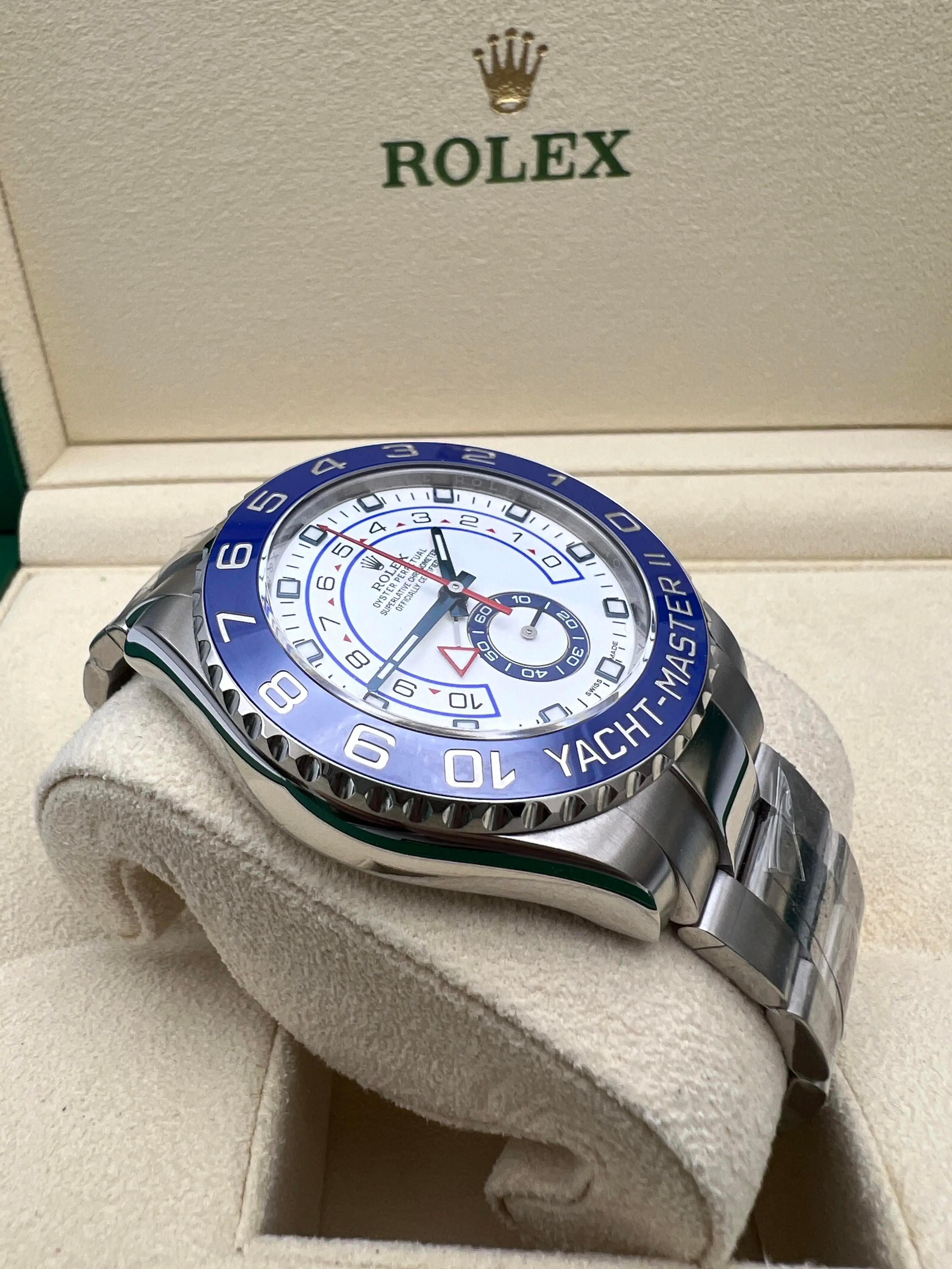 Pristine Rolex Yacht-Master II 44mm 116680 Blue Ceramic Bezel Regatta Box Papers For Sale 2