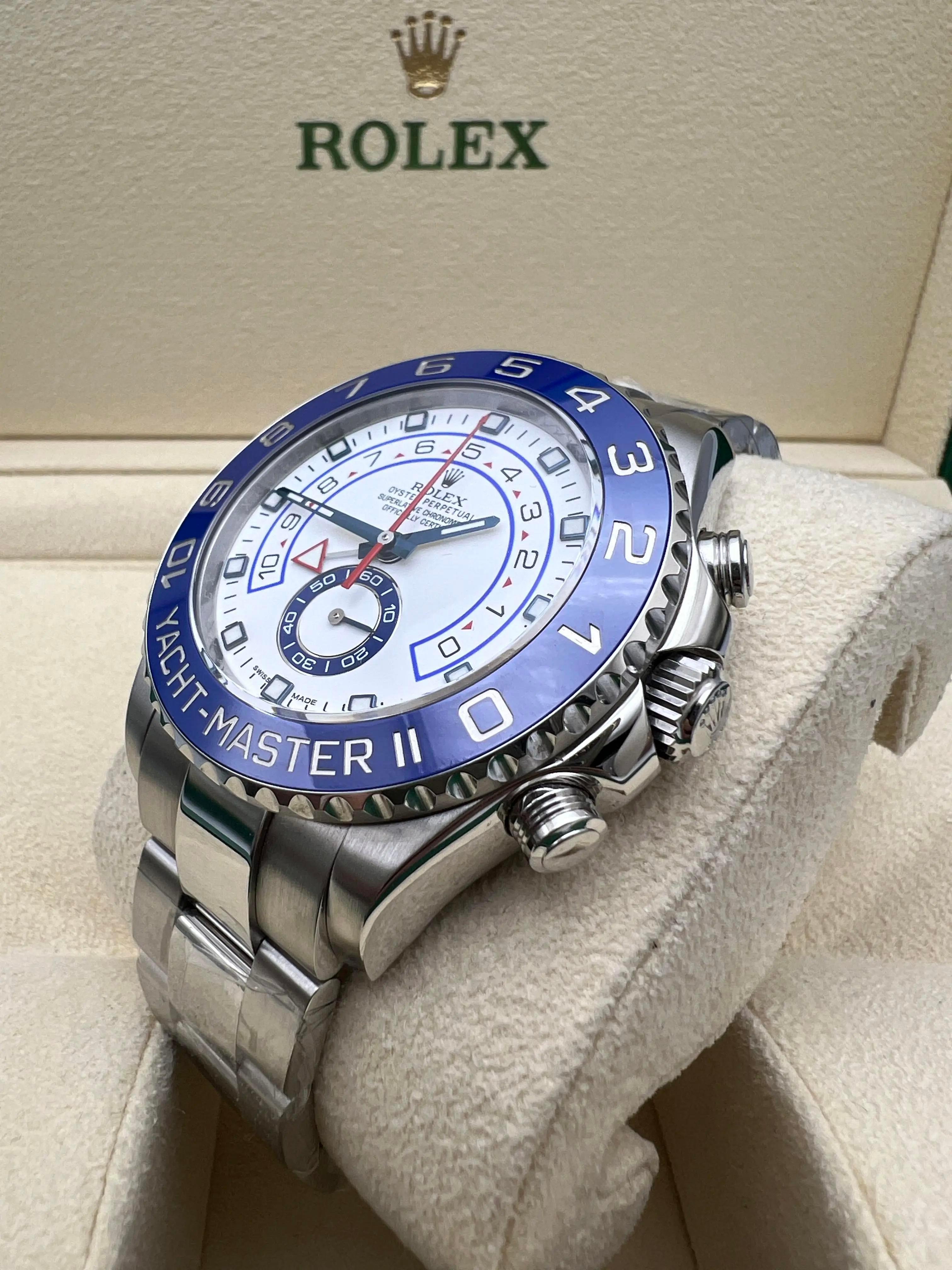 Pristine Rolex Yacht-Master II 44mm 116680 Blue Ceramic Bezel Regatta Box Papers For Sale 3