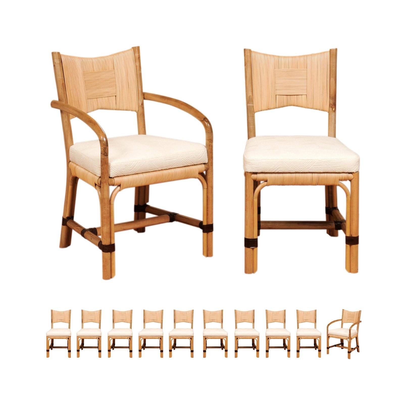 Set di 12 sedie da pranzo in canna merbau di John Hutton per Donghia, 1995 ca. in vendita 13