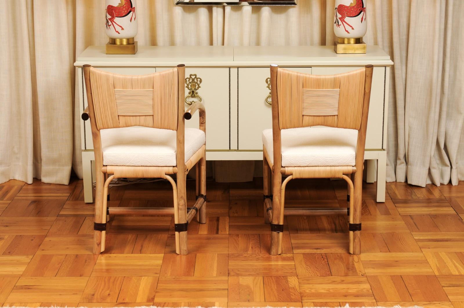 Set di 8 sedie da pranzo in canna merbau di John Hutton per Donghia, 1995 ca. in vendita 5