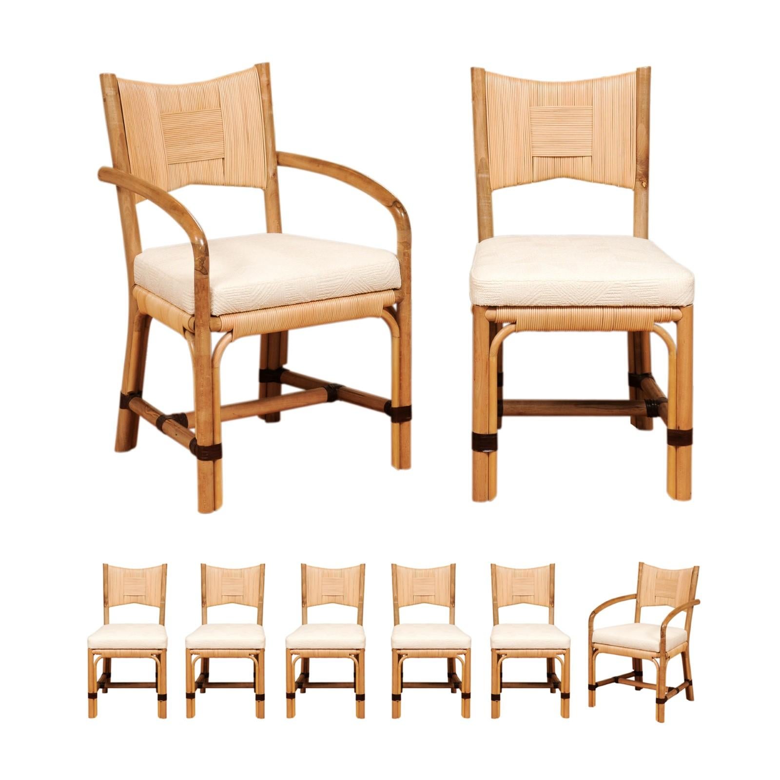 Set di 8 sedie da pranzo in canna merbau di John Hutton per Donghia, 1995 ca. in vendita 13