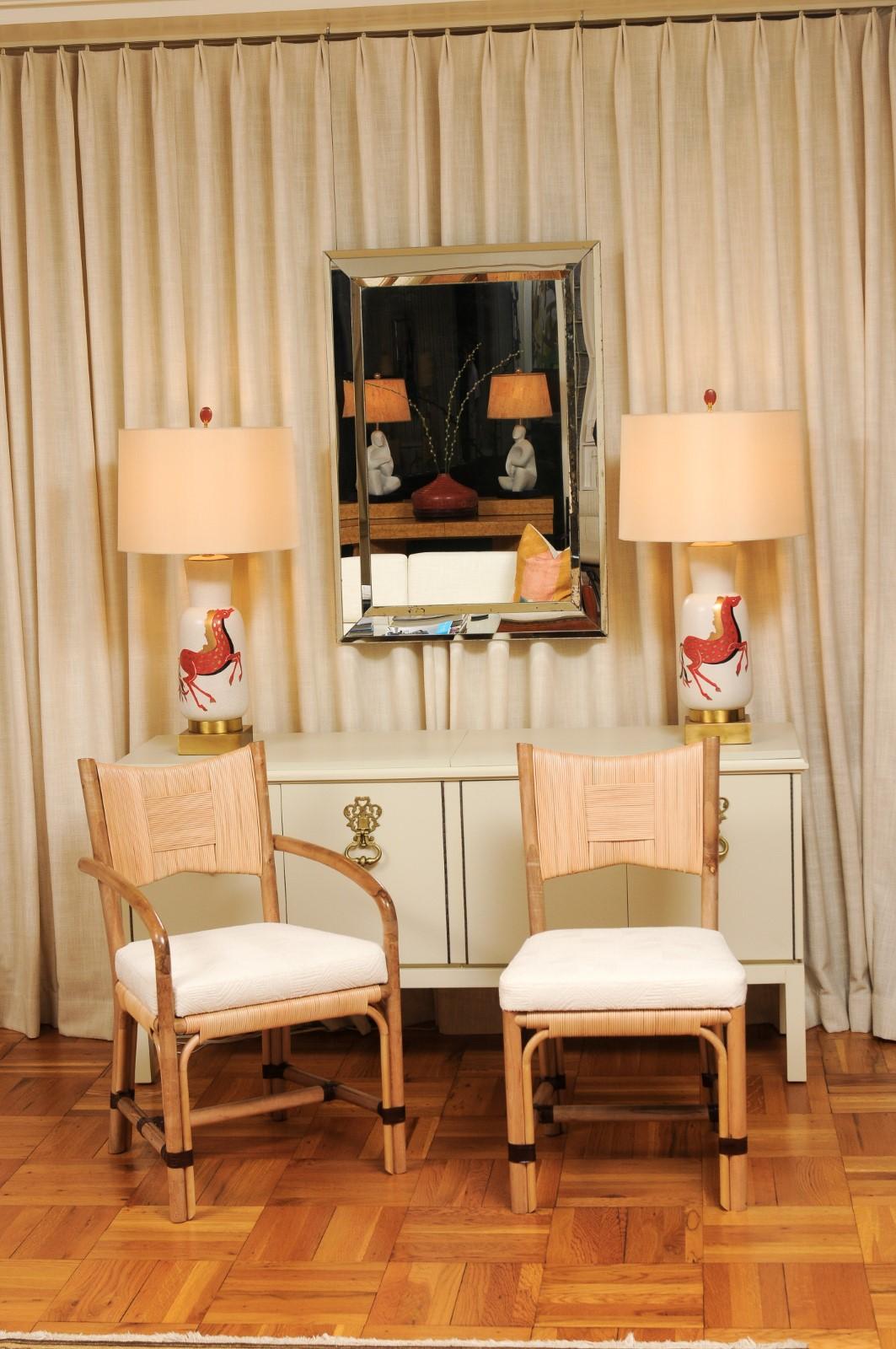 Organico moderno Set di 8 sedie da pranzo in canna merbau di John Hutton per Donghia, 1995 ca. in vendita