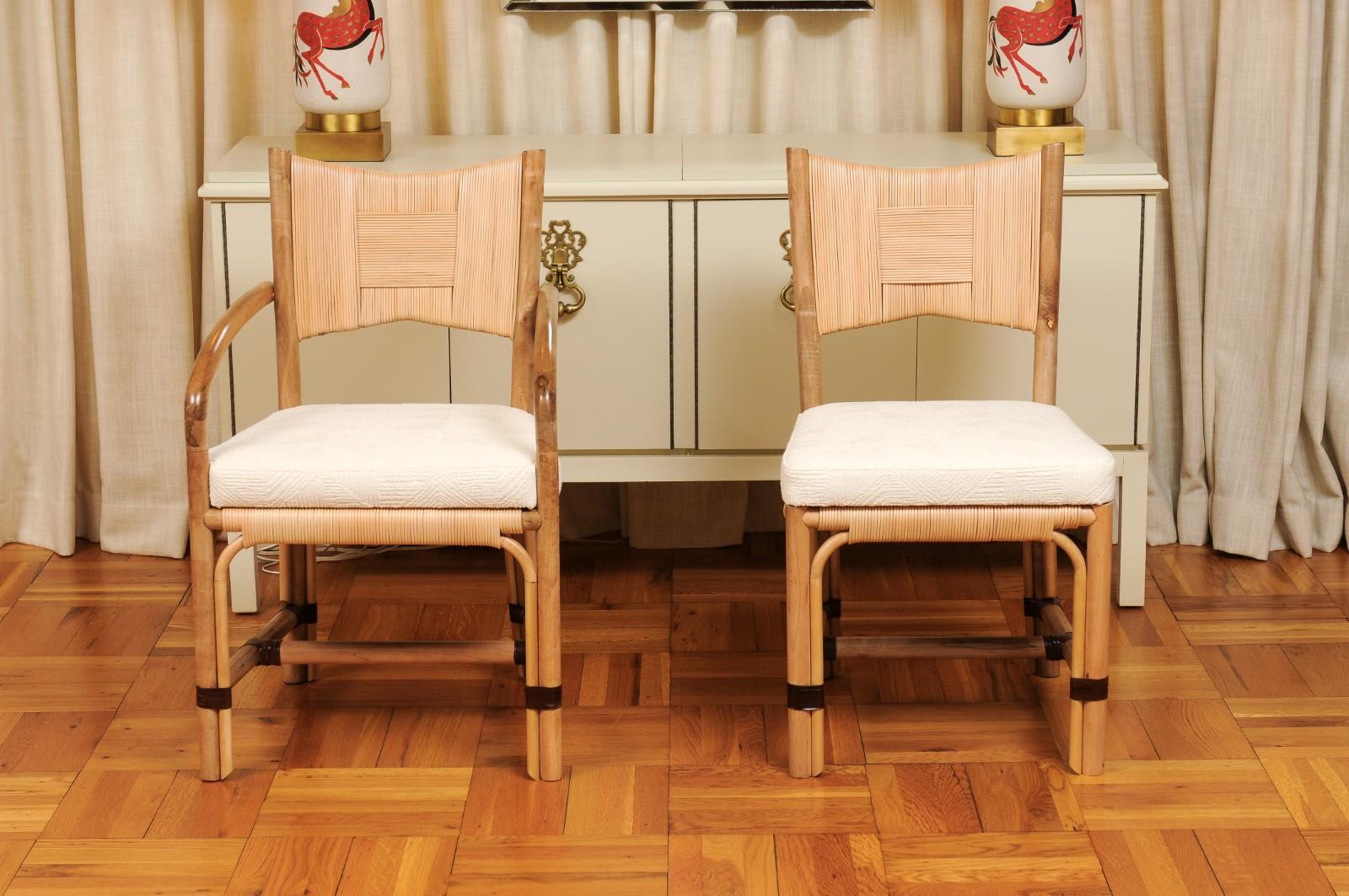 Fine XX secolo Set di 8 sedie da pranzo in canna merbau di John Hutton per Donghia, 1995 ca. in vendita