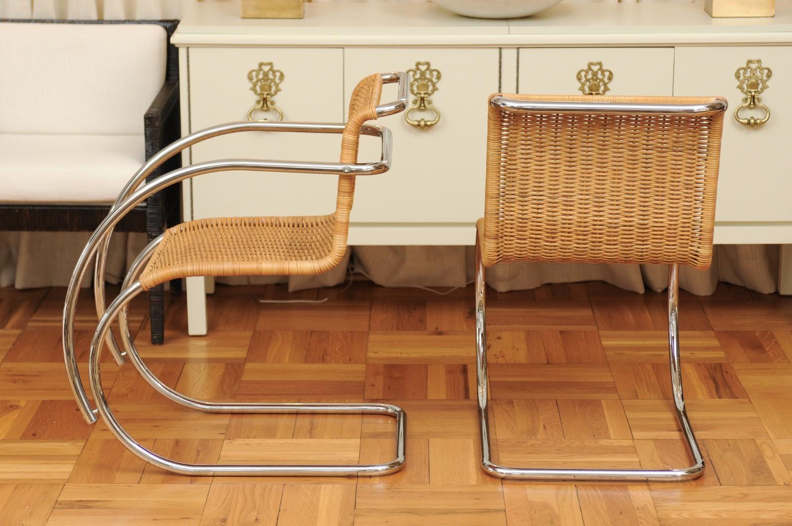 Stunning Pristine Set of 8 MR Cane and Chrome Dining Chairs, Italy, circa 1970 For Sale 4
