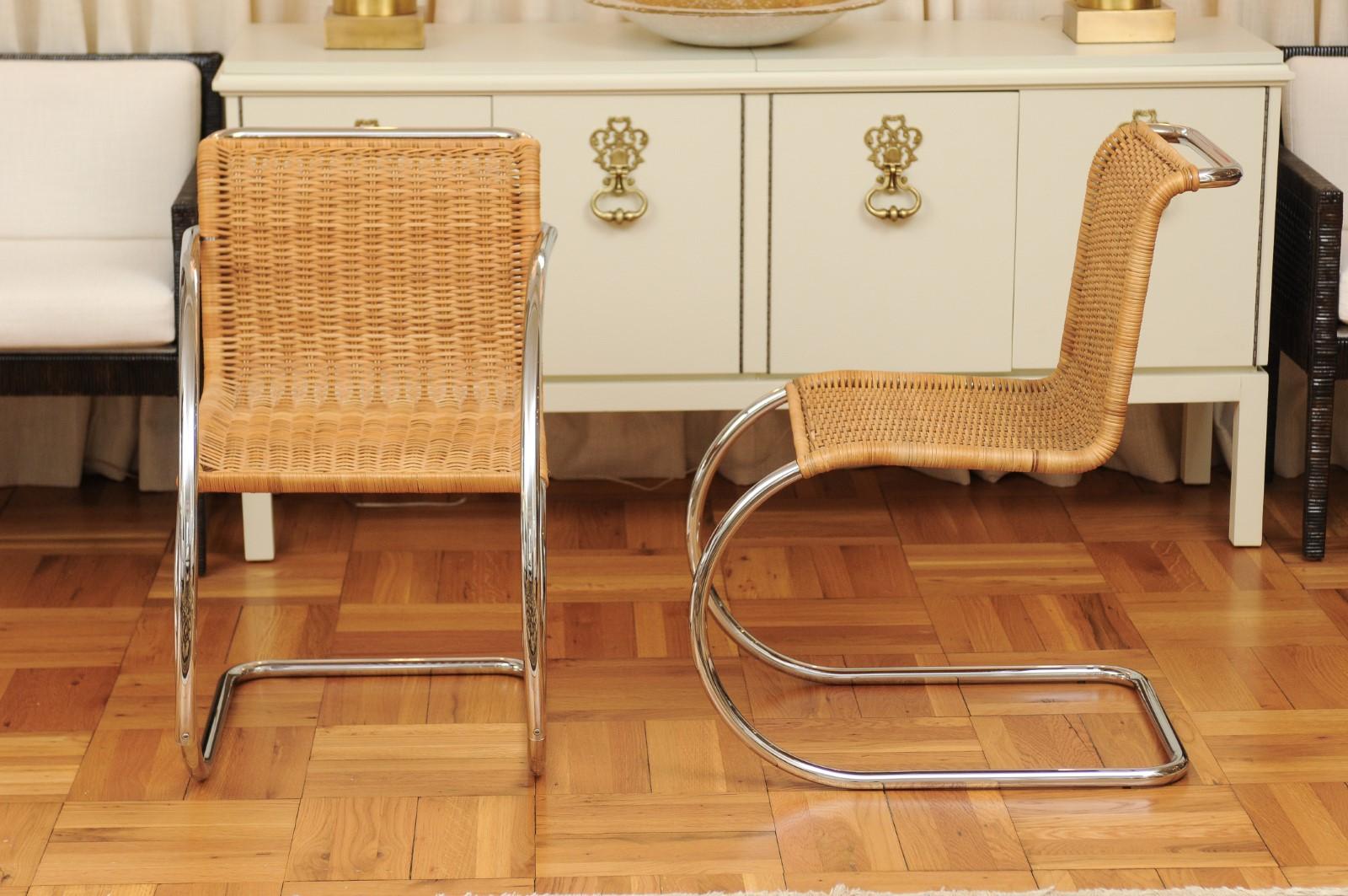 Stunning Pristine Set of 8 MR Cane and Chrome Dining Chairs, Italy, circa 1970 For Sale 6