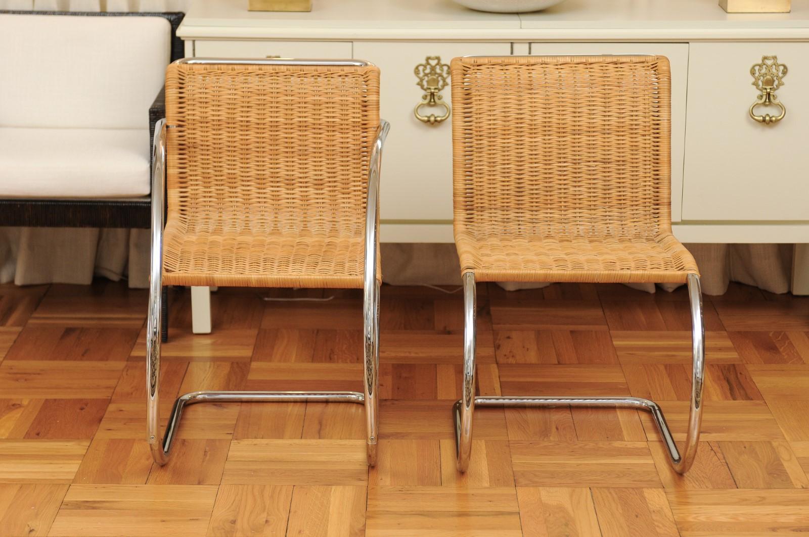 Stunning Pristine Set of 8 MR Cane and Chrome Dining Chairs, Italy, circa 1970 For Sale 7