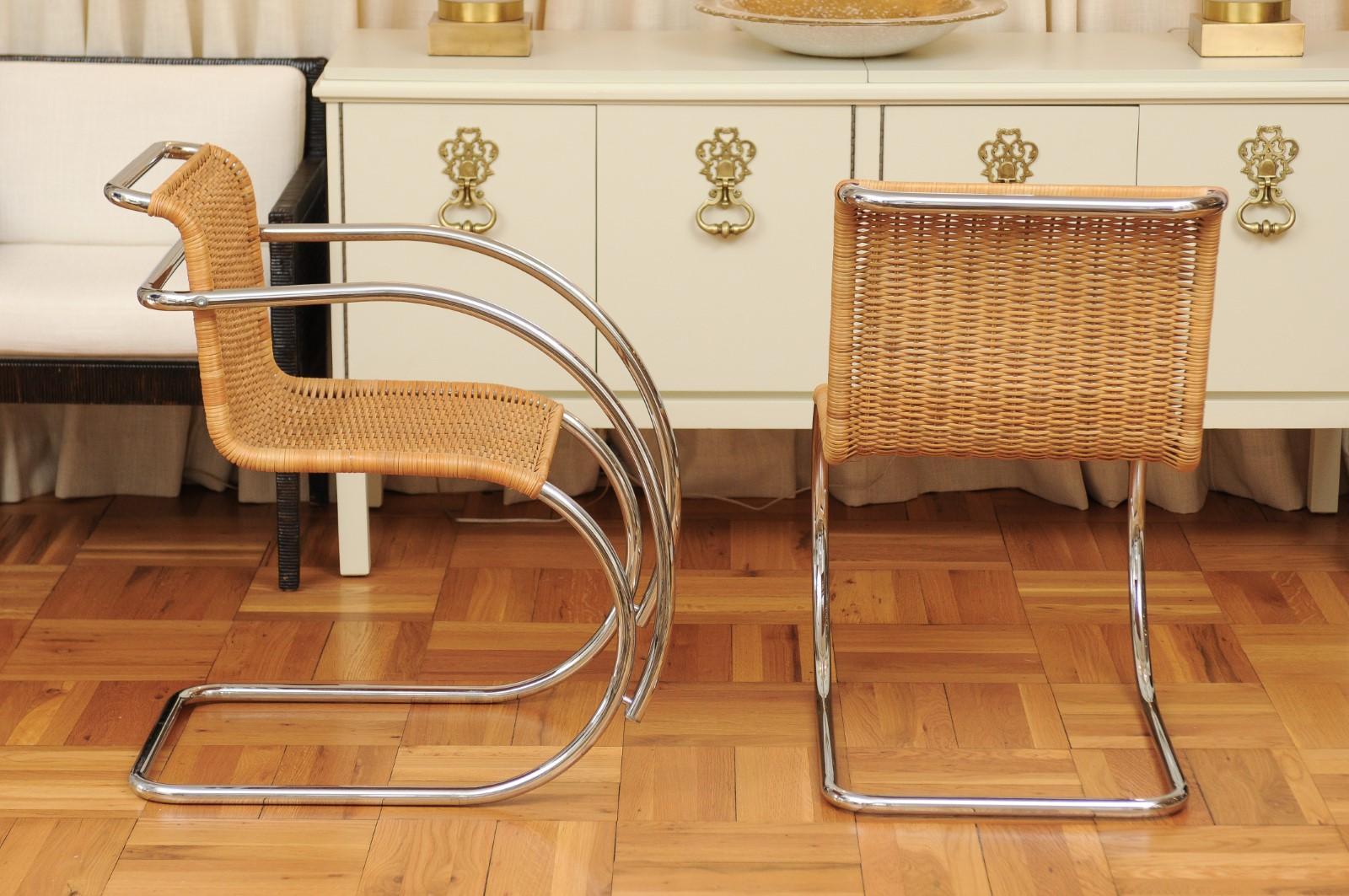 Stunning Pristine Set of 8 MR Cane and Chrome Dining Chairs, Italy, circa 1970 For Sale 2
