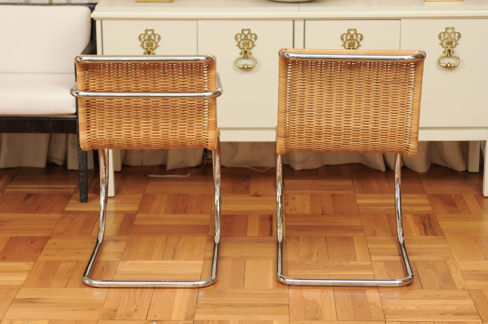 Stunning Pristine Set of 8 MR Cane and Chrome Dining Chairs, Italy, circa 1970 For Sale 3