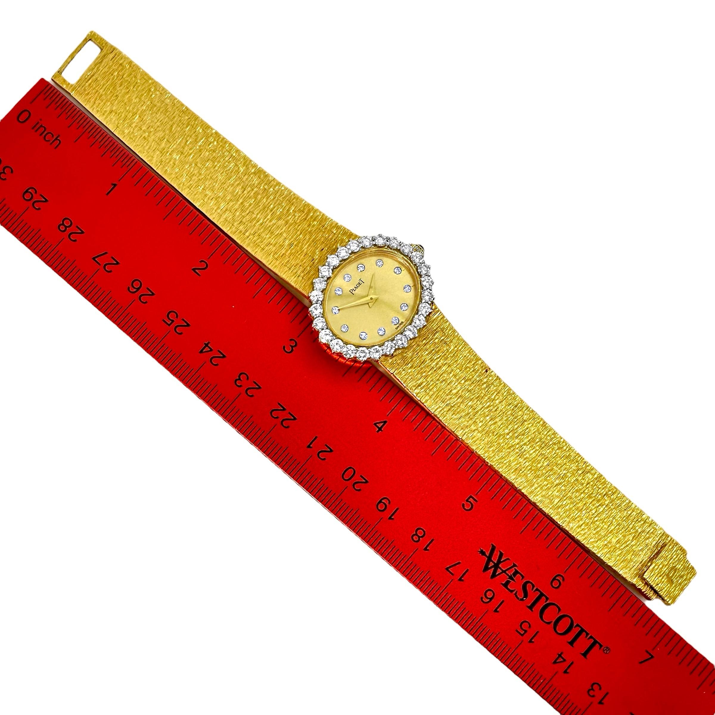 Orologio da polso ovale d'epoca da donna in oro giallo Piaget con lunetta di diamanti in vendita 5