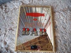 Private Bar Mirror Sign, 1980s