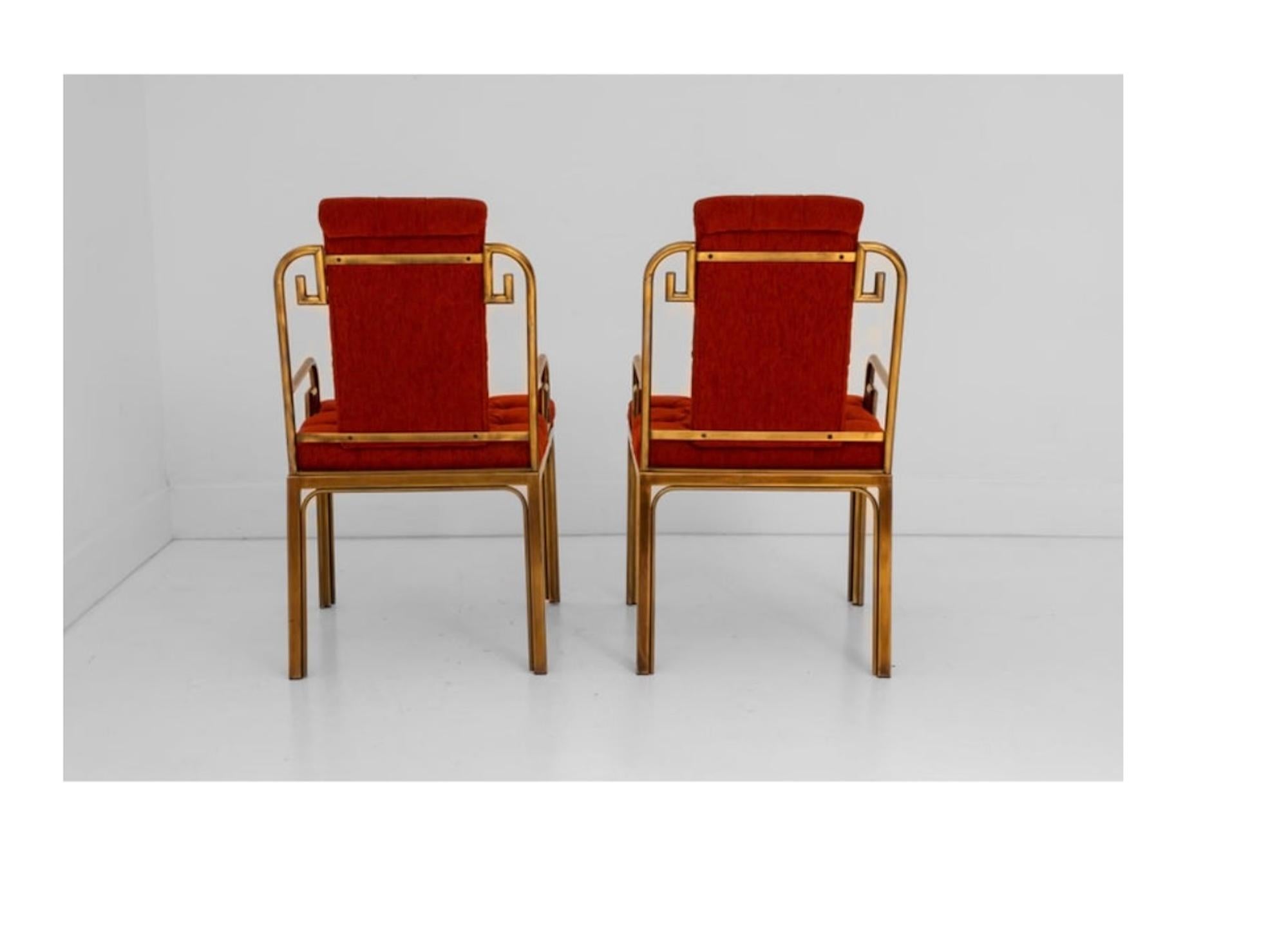 Private listing includes:

A Pair of Brass Greek Key Chairs Designed by Bernhard Rohne for Master Craft (LU797728973742)
Chairs - 19”D x 20.5”W x 37”H x 19”

Backgammon Table, Chrome Metal and Burlwood Veneer, Tommaso Barbi, Italy 1970s