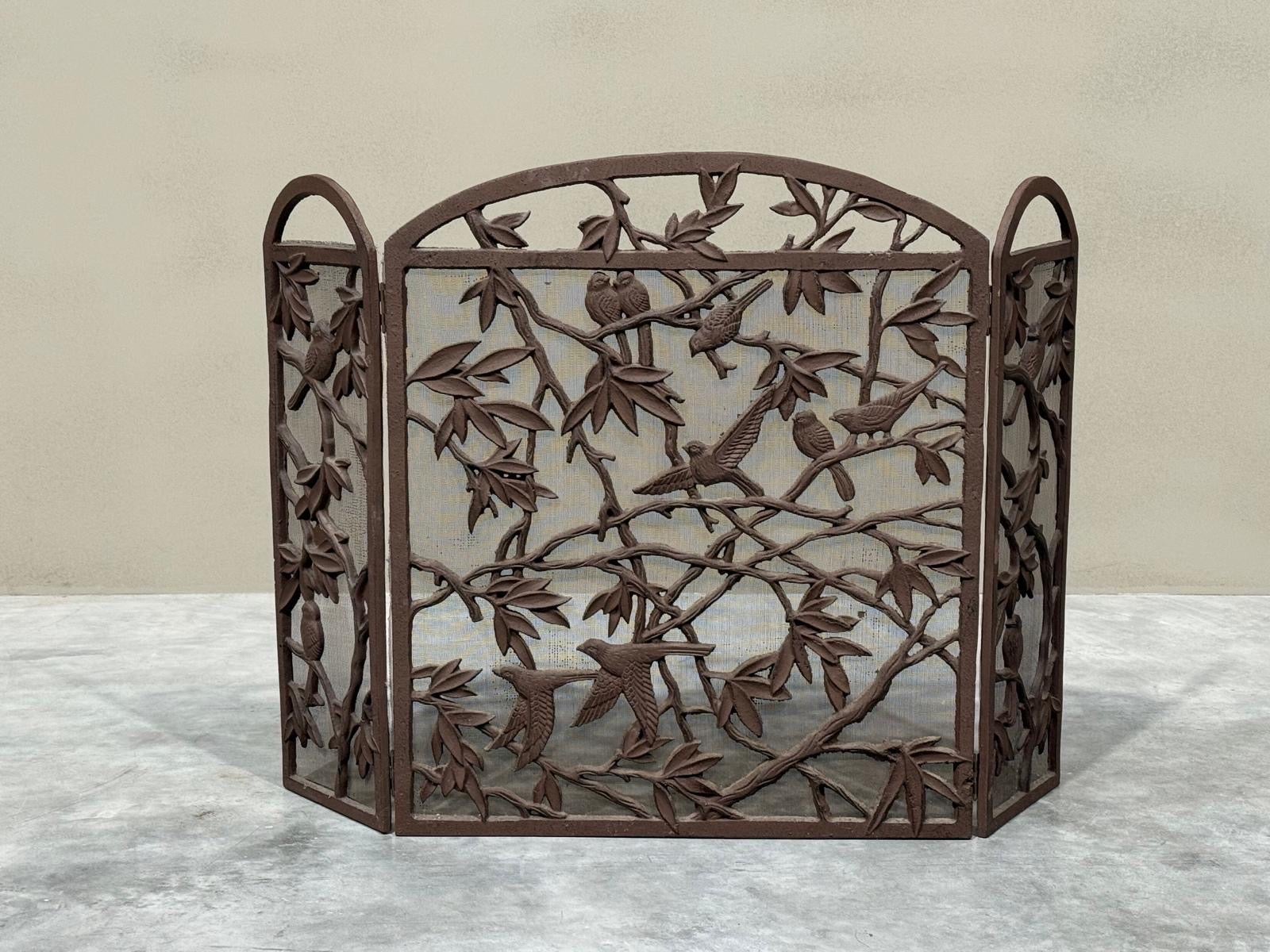 Private Listing for C. Mid Century Birds and Foliage Themed Fire Screen 1960s