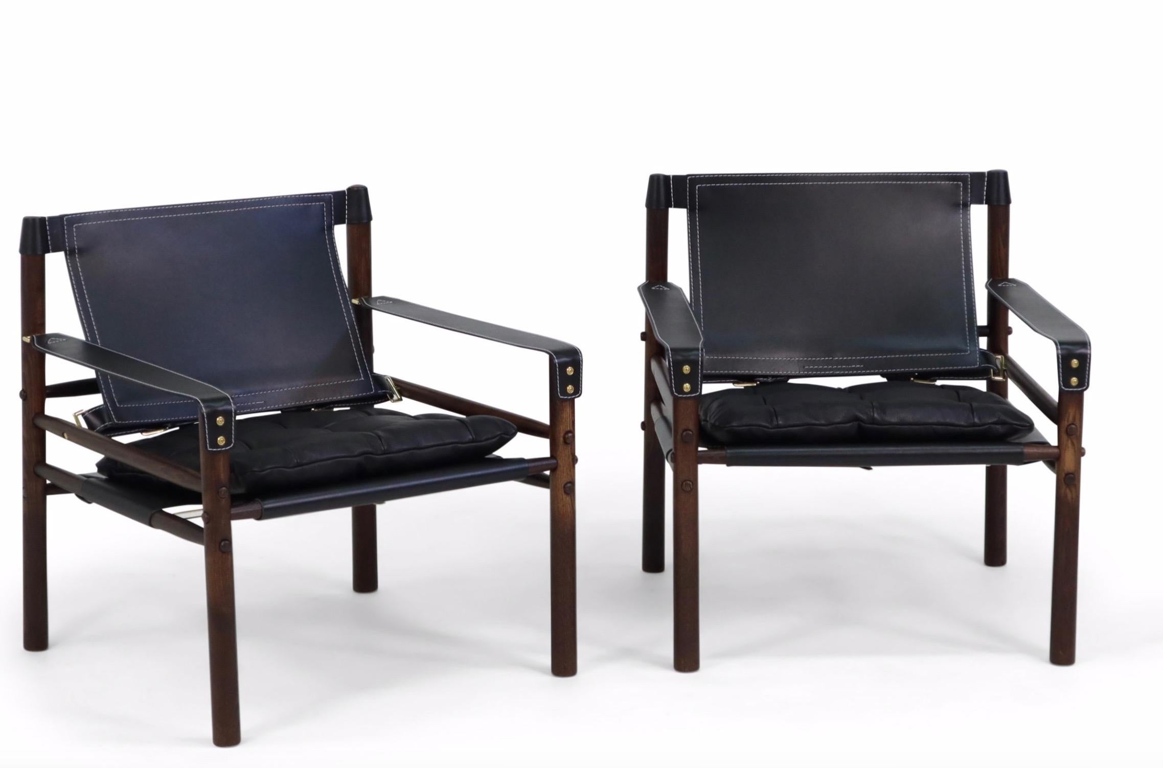 Swedish PRIVATE LISTING FOR VICTORIA - Pair of Black Arne Norell 'Sirocco' Easy Chairs 
