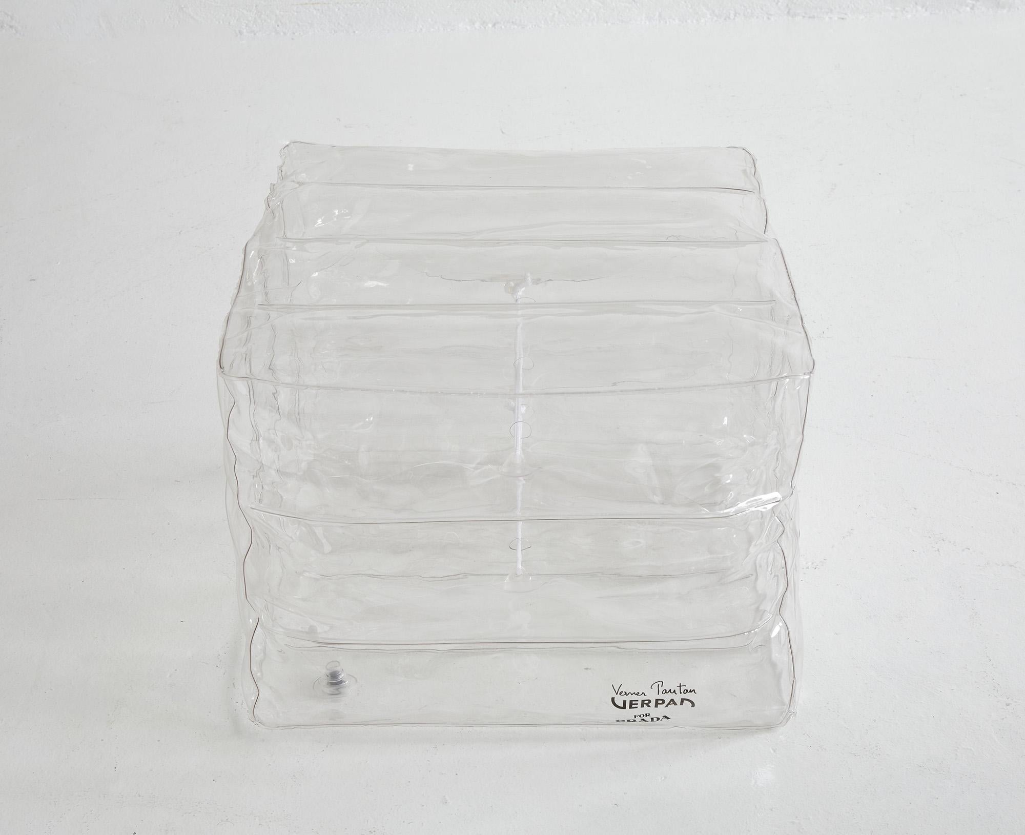Private re-edition for PRADA of the iconic 1960s Inflatable Stool designed by Verner Panton. Exclusively produced by Verpan for the Spring/Summer PRADA Men’s fashion show, held in Milan on June 17, 2018.

The entire space in which the show was held