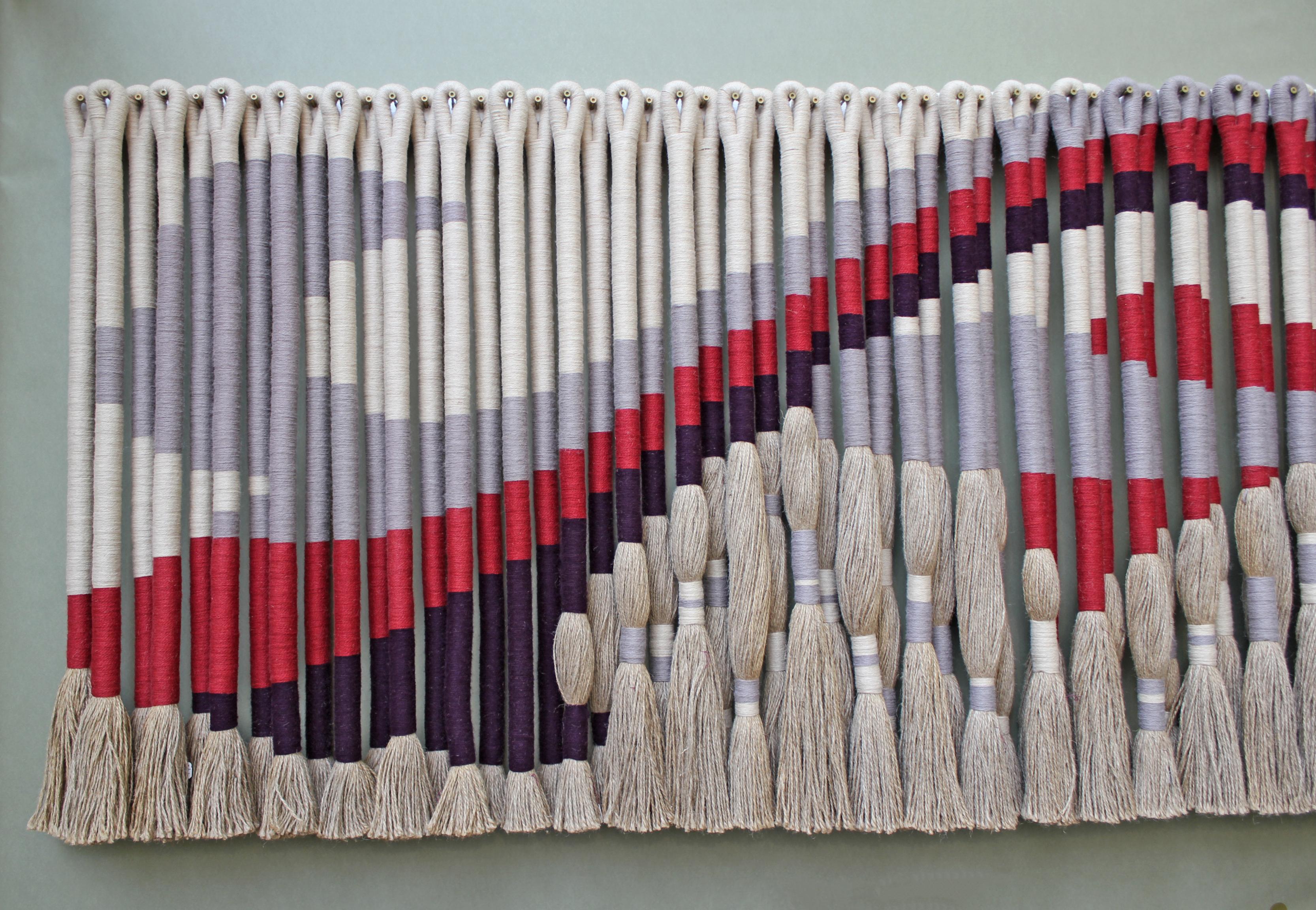 Mid-Century Modern Privately Commissioned Jane Knight Fiber Art Installation 'Red and Gray Wave'