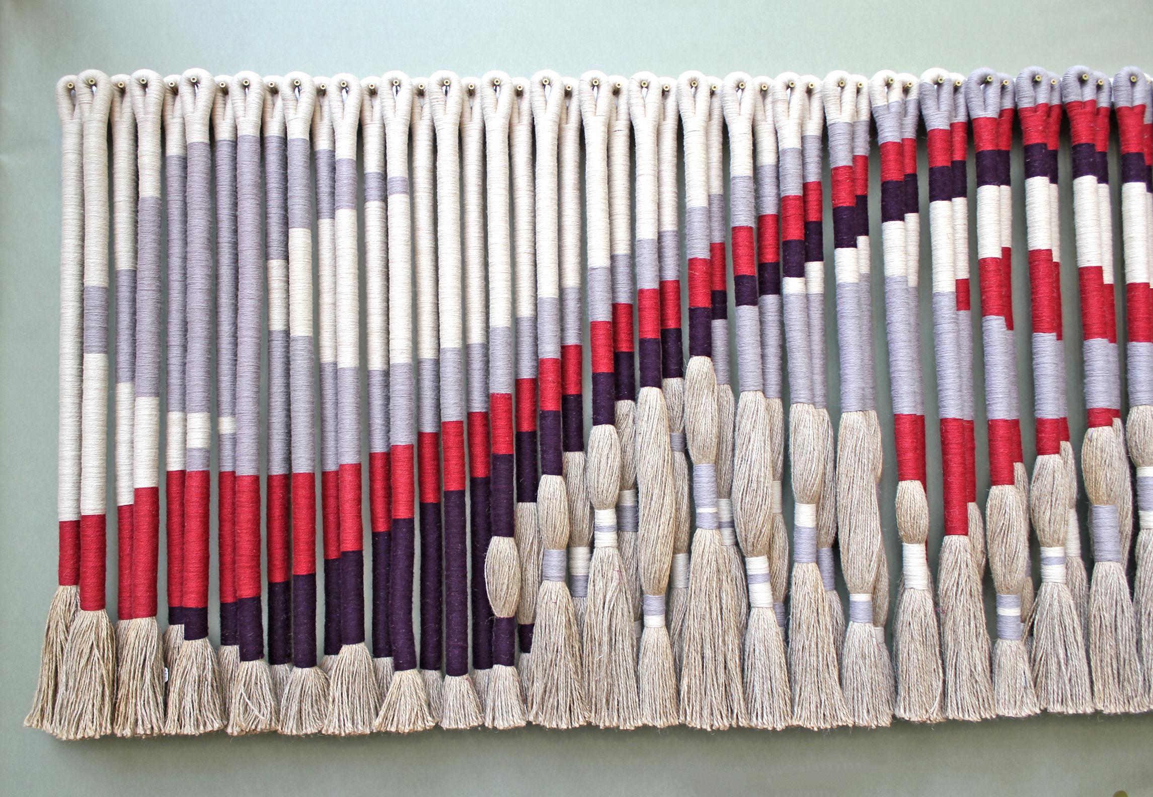 20th Century Privately Commissioned Jane Knight Fiber Art Installation 'Red and Gray Wave'