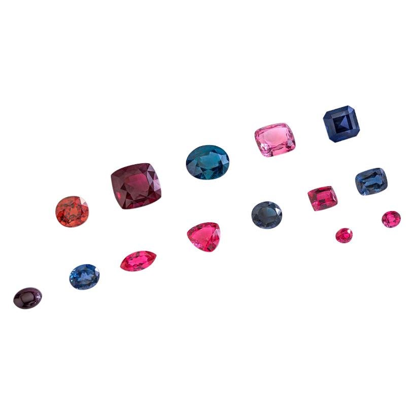 Privately Curated Collection of Unset Loose Fancy Spinel Gemstones, 89.77 Carats