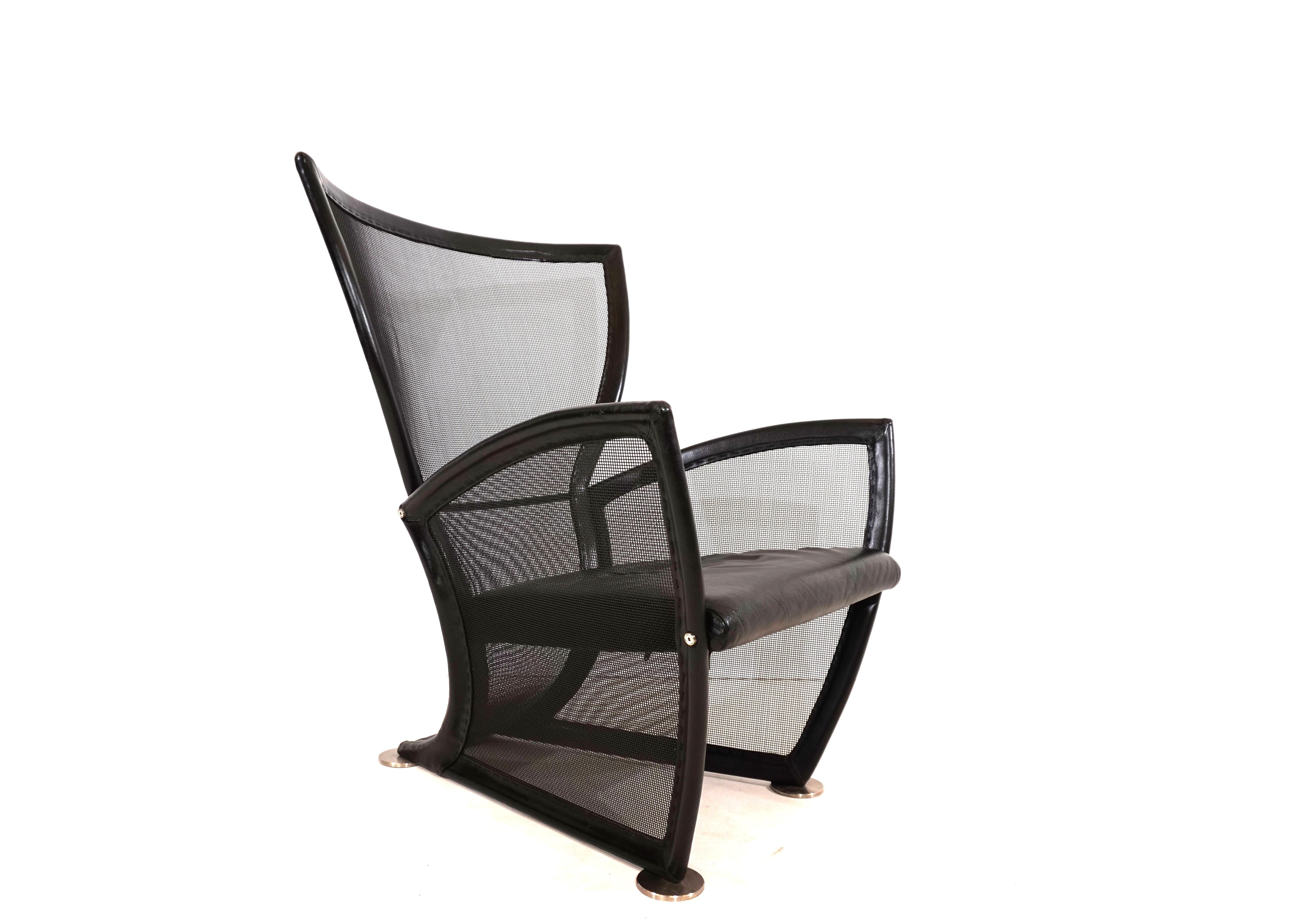 Metal Prive leather armchair by Paolo Nava for Arflex For Sale