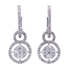 Privosa 14 Karat White Gold Diamond 2-in-1 Dangle Earrings 3/4 CTTW