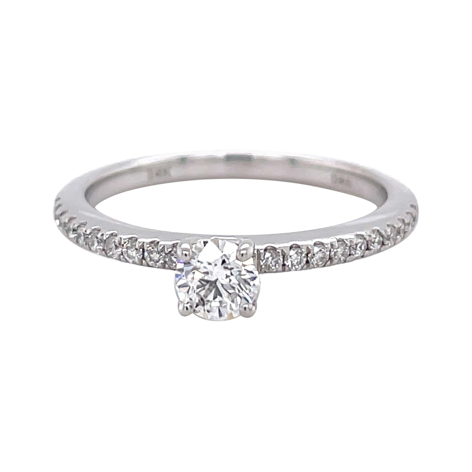 Privosa IGI Certified 14 Karat White Gold Diamond Engagement Ring 1/2 CTTW For Sale