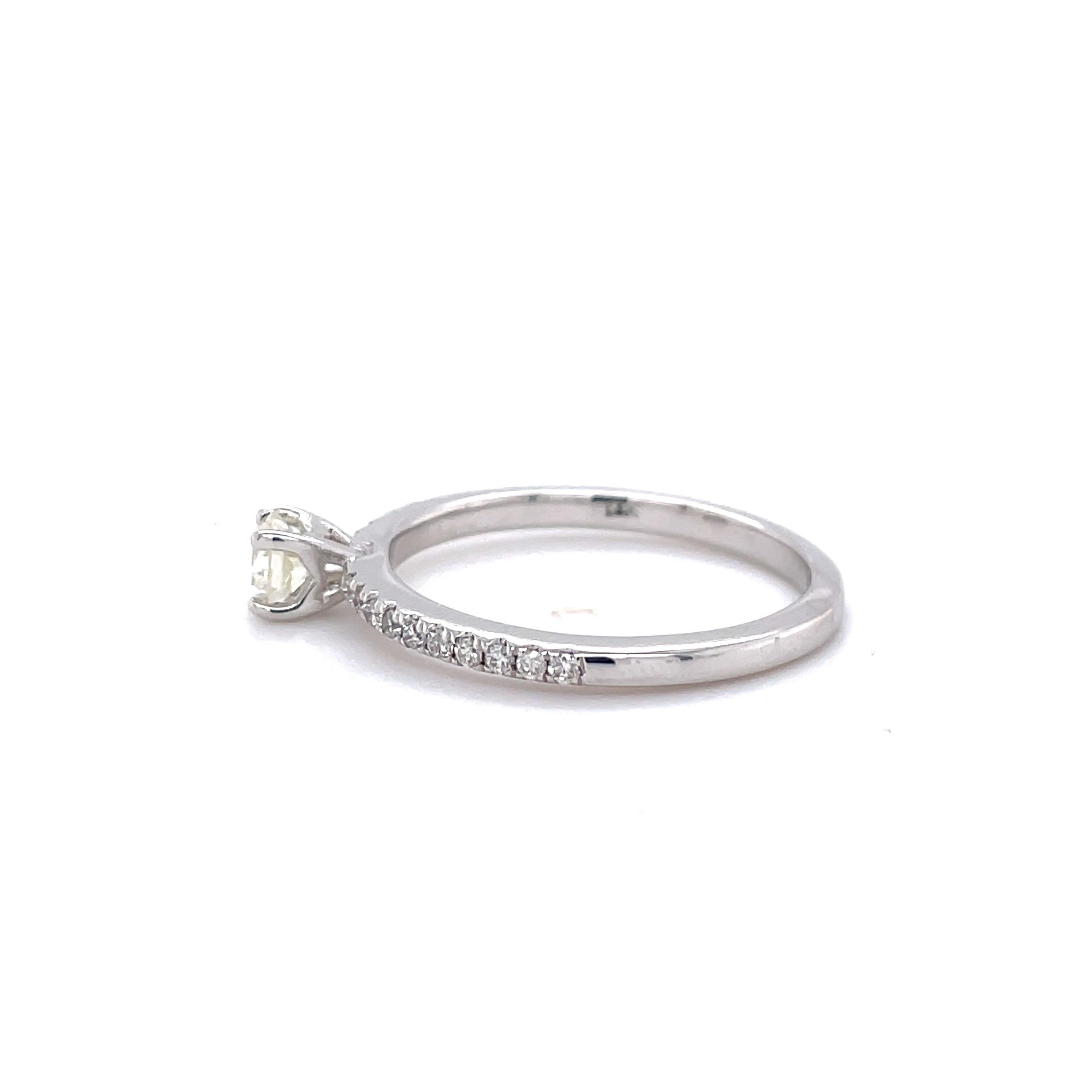 Round Cut Privosa IGI Certified 14 Karat White Gold Diamond Engagement Ring 5/8 CTTW For Sale