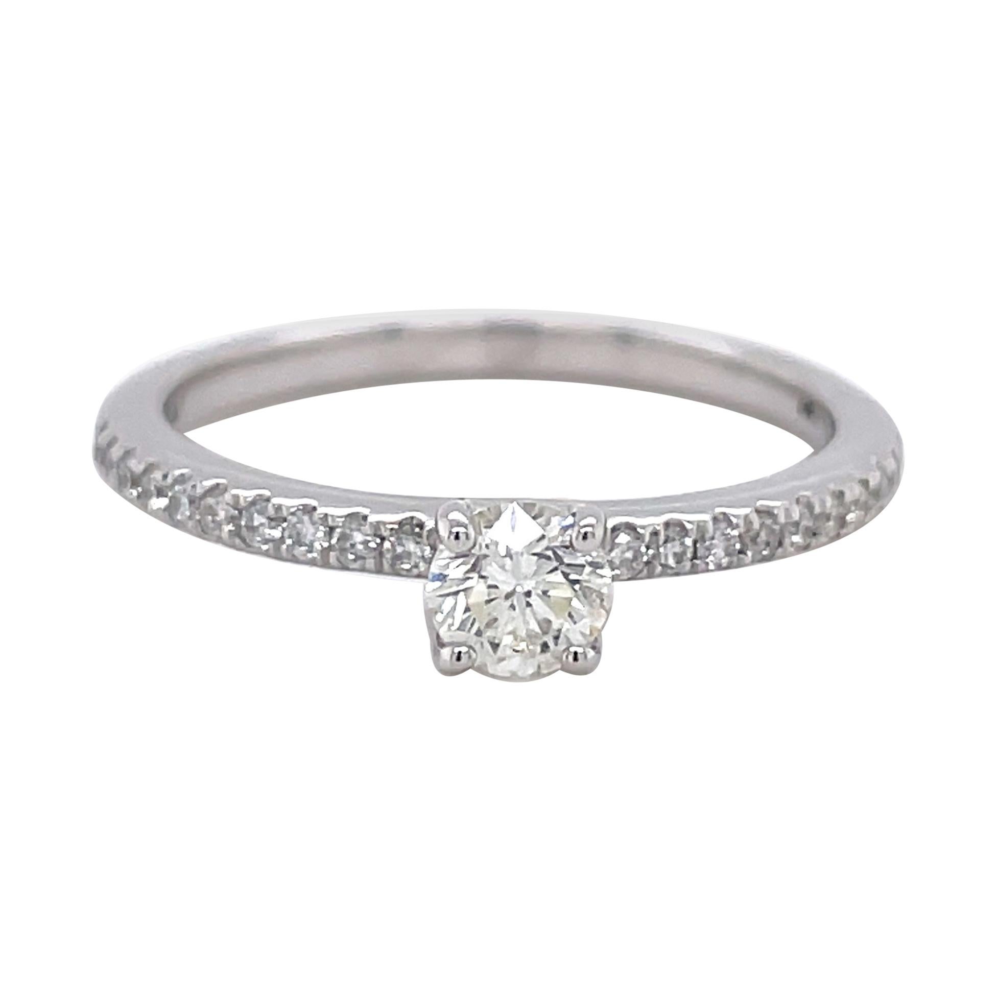 Privosa IGI Certified 14 Karat White Gold Diamond Engagement Ring 5/8 CTTW For Sale