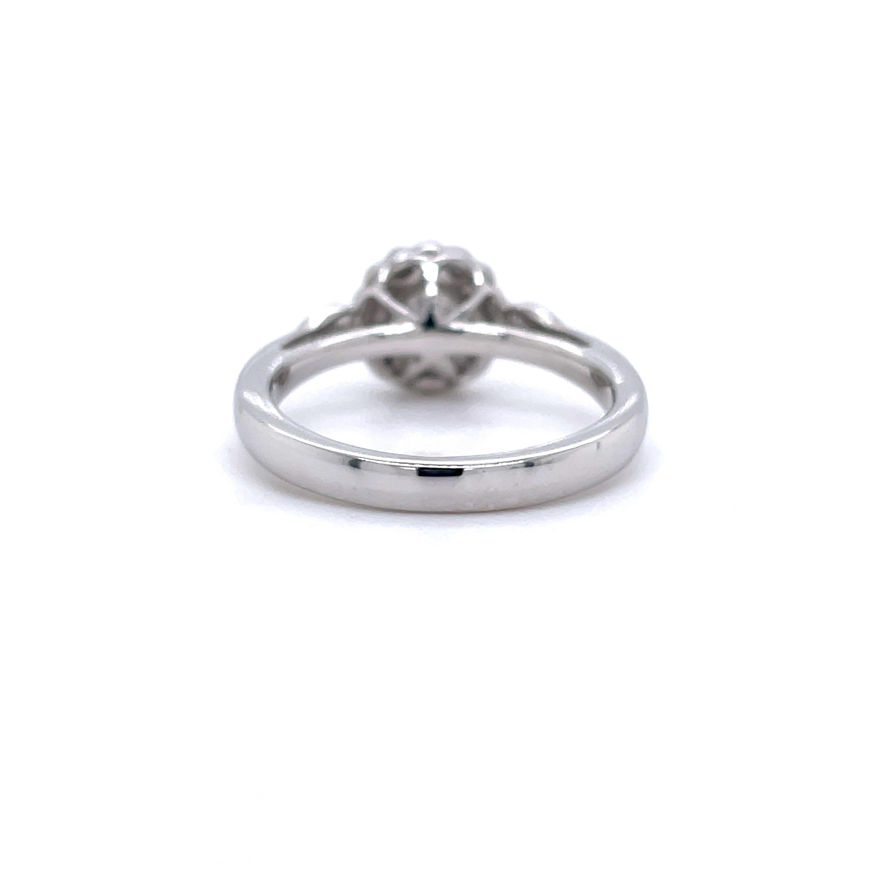 Modern Privosa IGI Certified 14 Karat White Gold Engagement Ring 3/4 CTTW For Sale