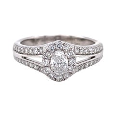 Privosa IGI Certified 14K White Gold Oval Diamond Engagement Ring 0.81 CTTW