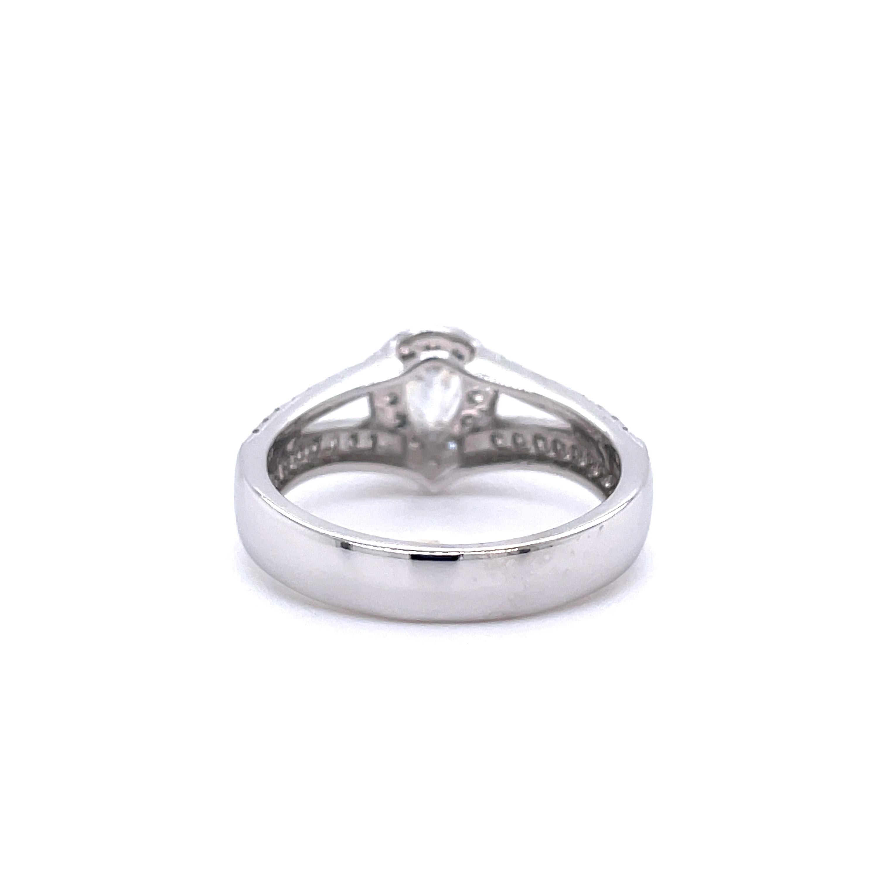 Modern Privosa IGI Certified 14K White Gold Pear Shaped Diamond Engagement Ring For Sale