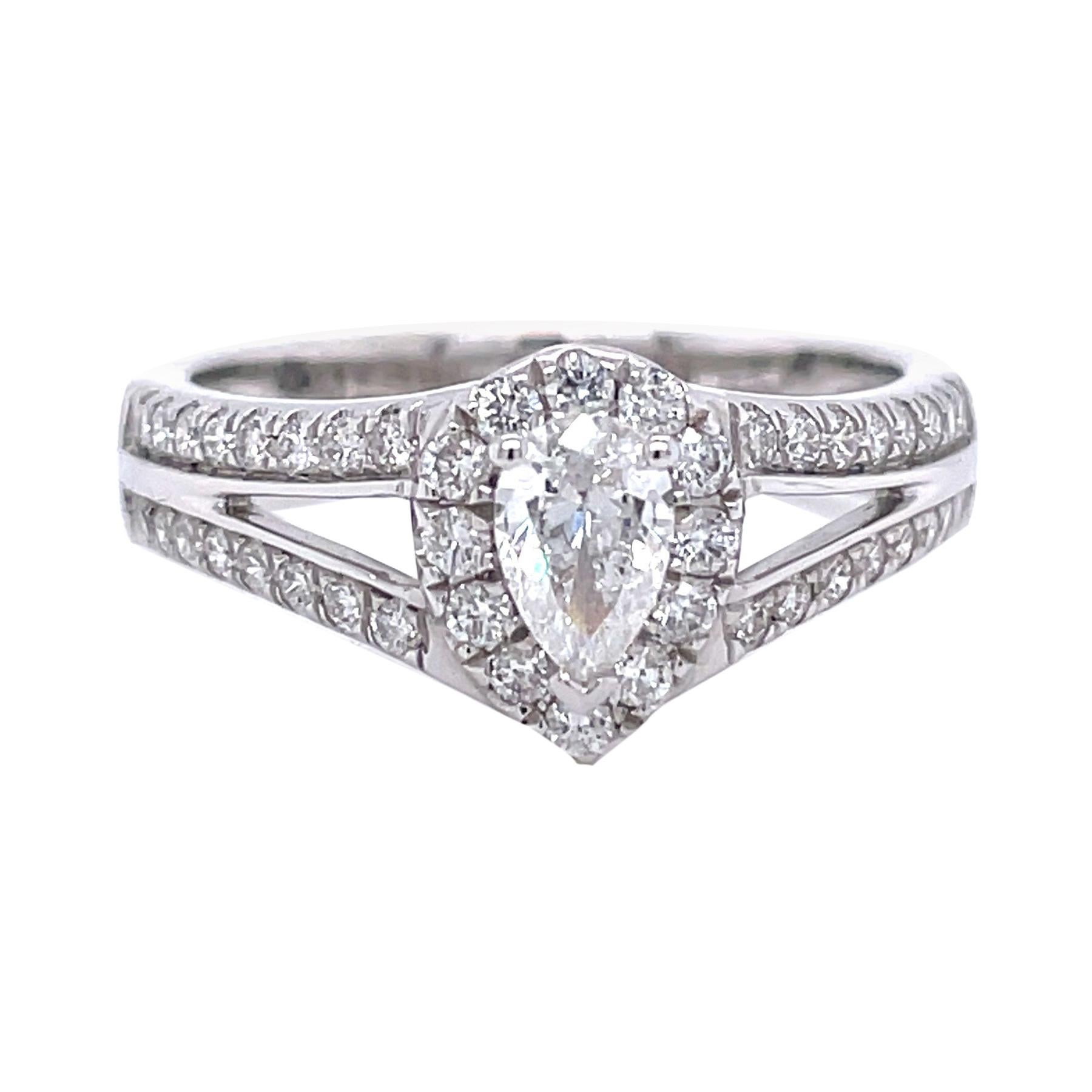 Micro Pave 4.58ct Pear Shaped Diamond Engagement White Gold Ring at 1stDibs micro pave pear