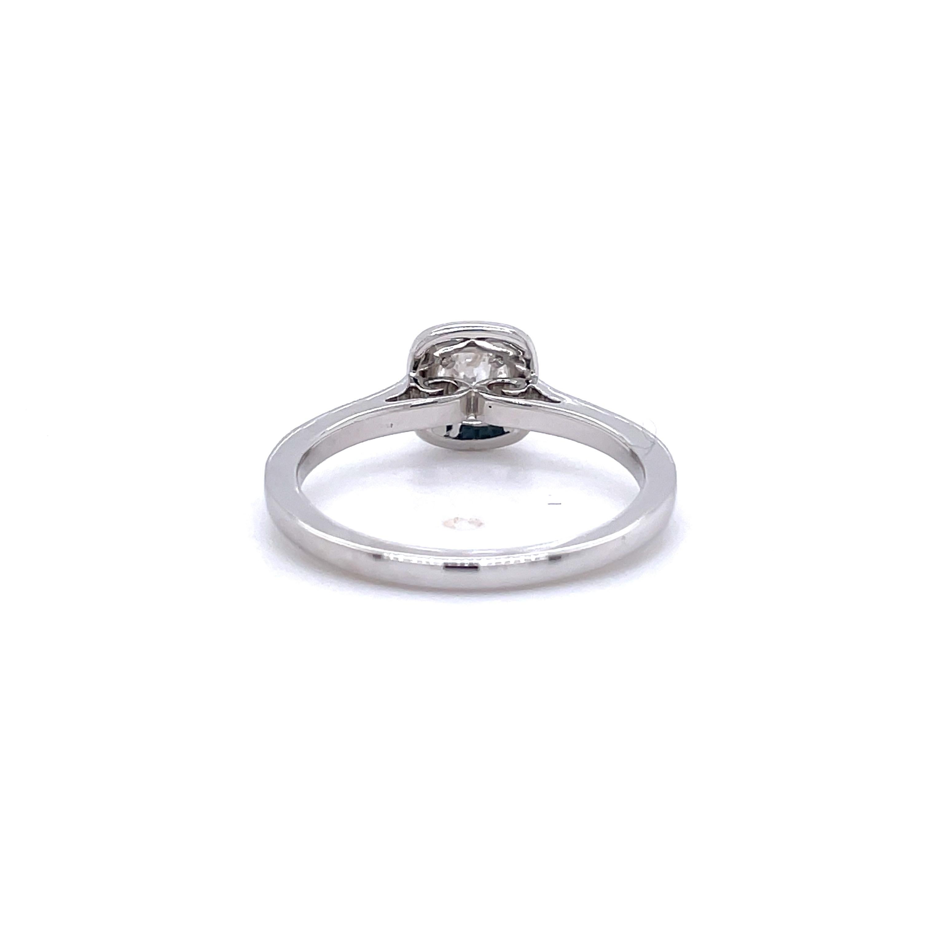 Round Cut Privosa IGI Certified 14K White Gold Round Halo Engagement Ring 1/2 CTTW For Sale