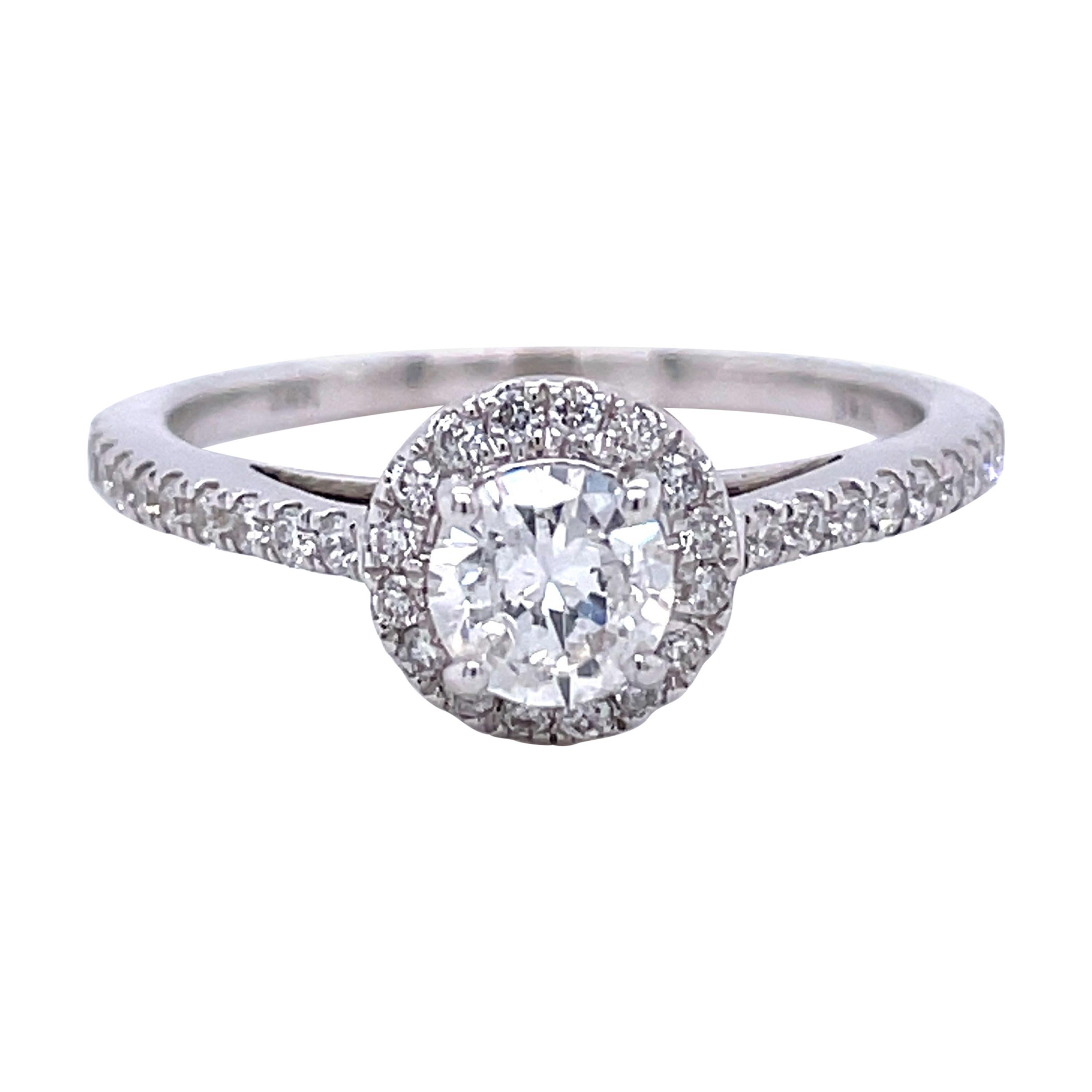 Privosa IGI Certified 14k White Gold Round Halo Engagement Ring 3/4 CTTW
