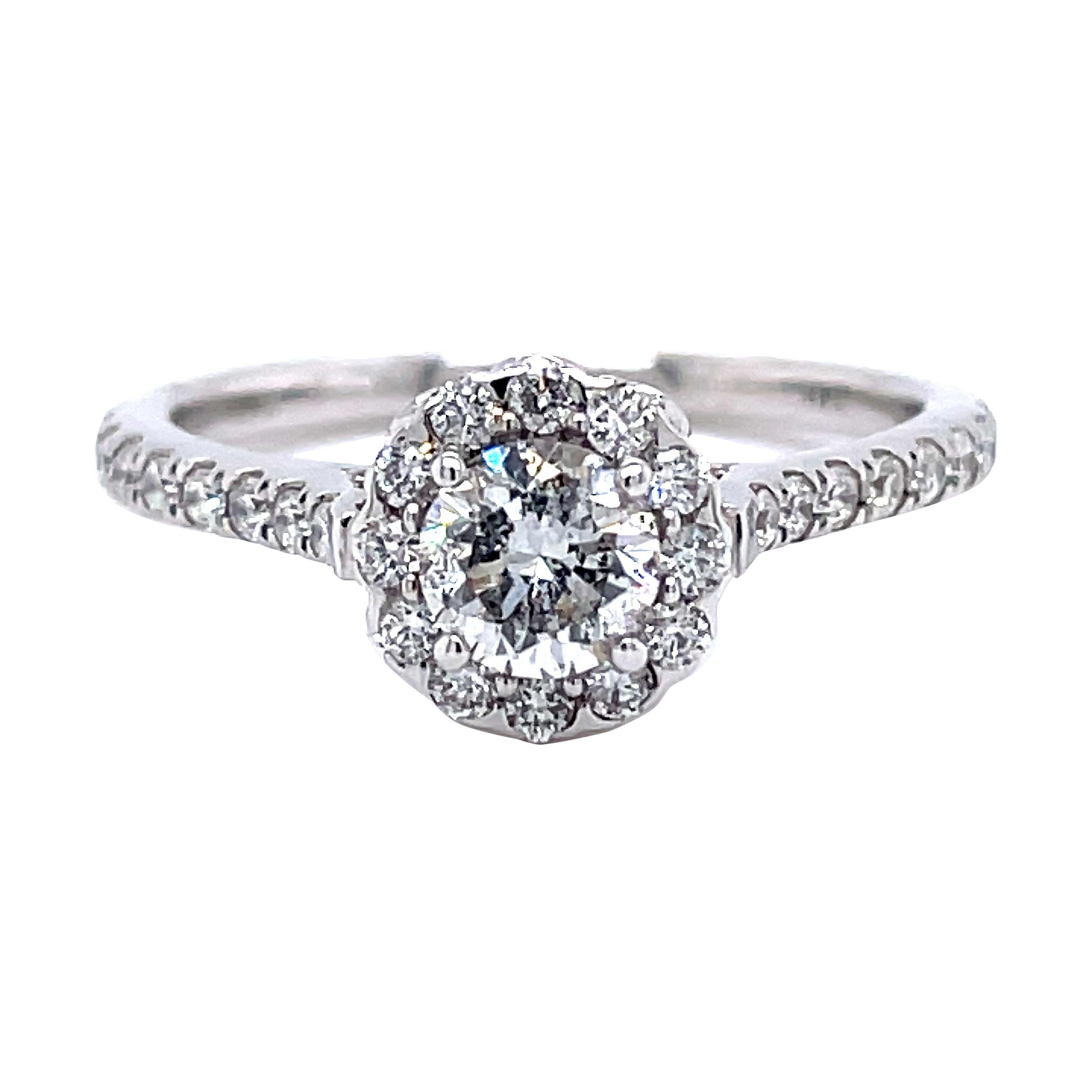 Geometric 3 Carat Round Double Halo Engagement Ring at 1stDibs | 3 ...