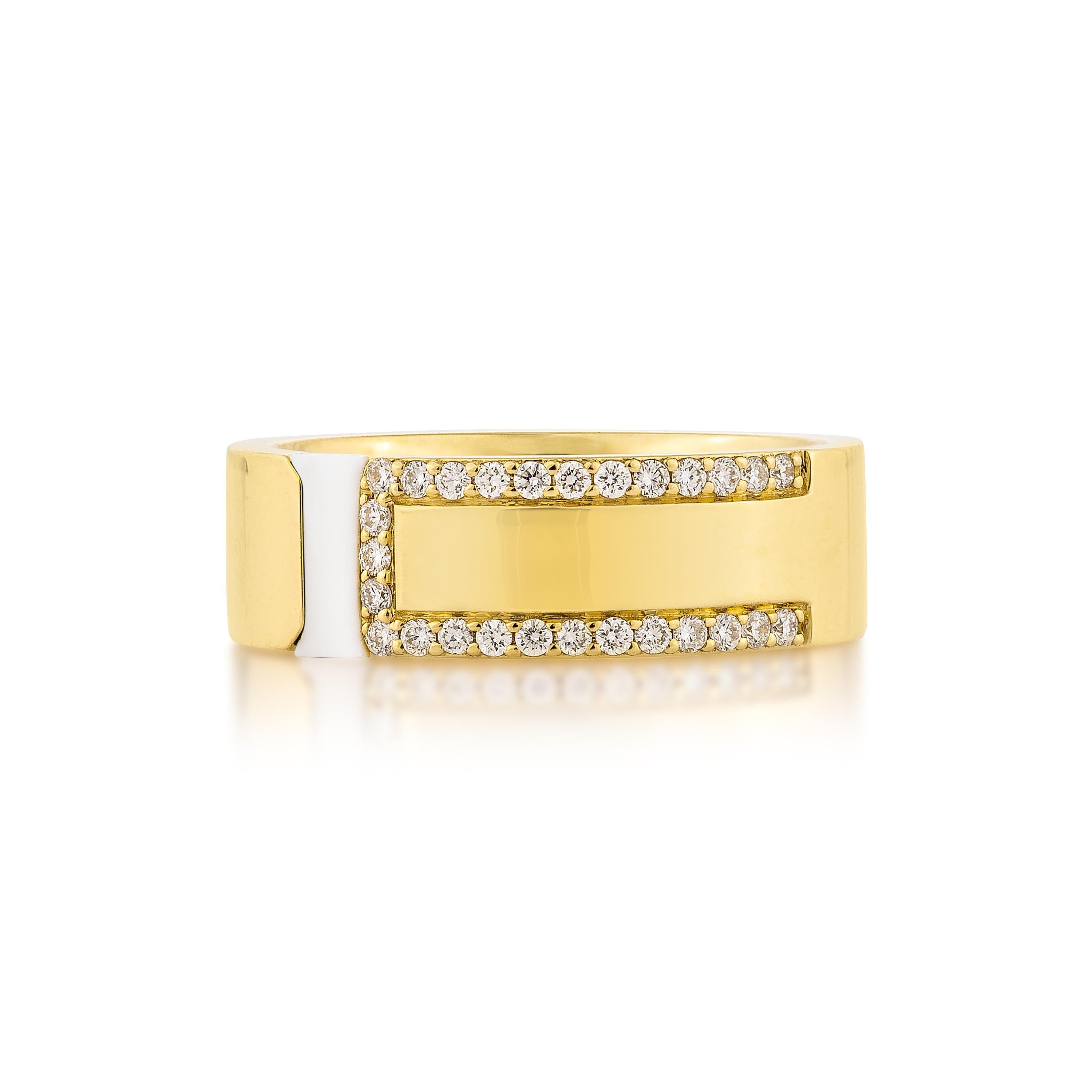 Contemporary Priyashi Nahata White Agate 0.11ct. with Diamond Ring in 18KYG. For Sale